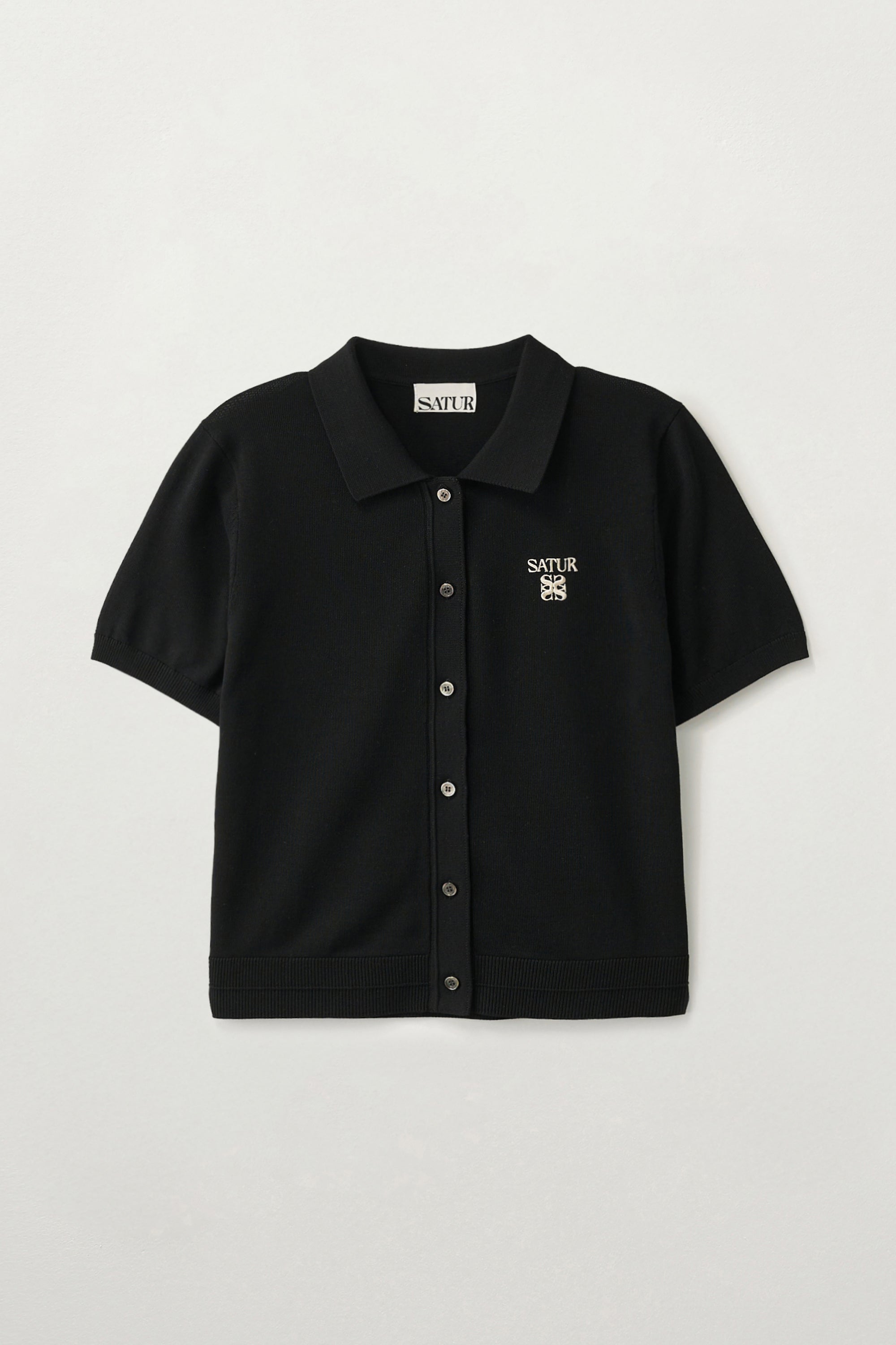 (W) Pocket Collar Cardigan Black