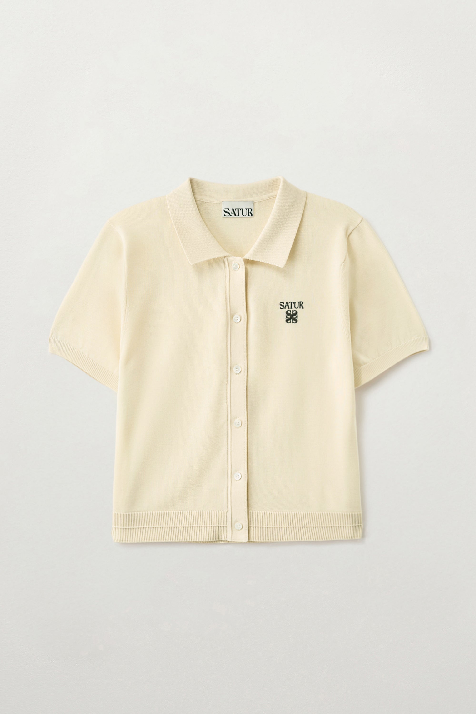 (W) Pocket Collar Cardigan Light Yellow