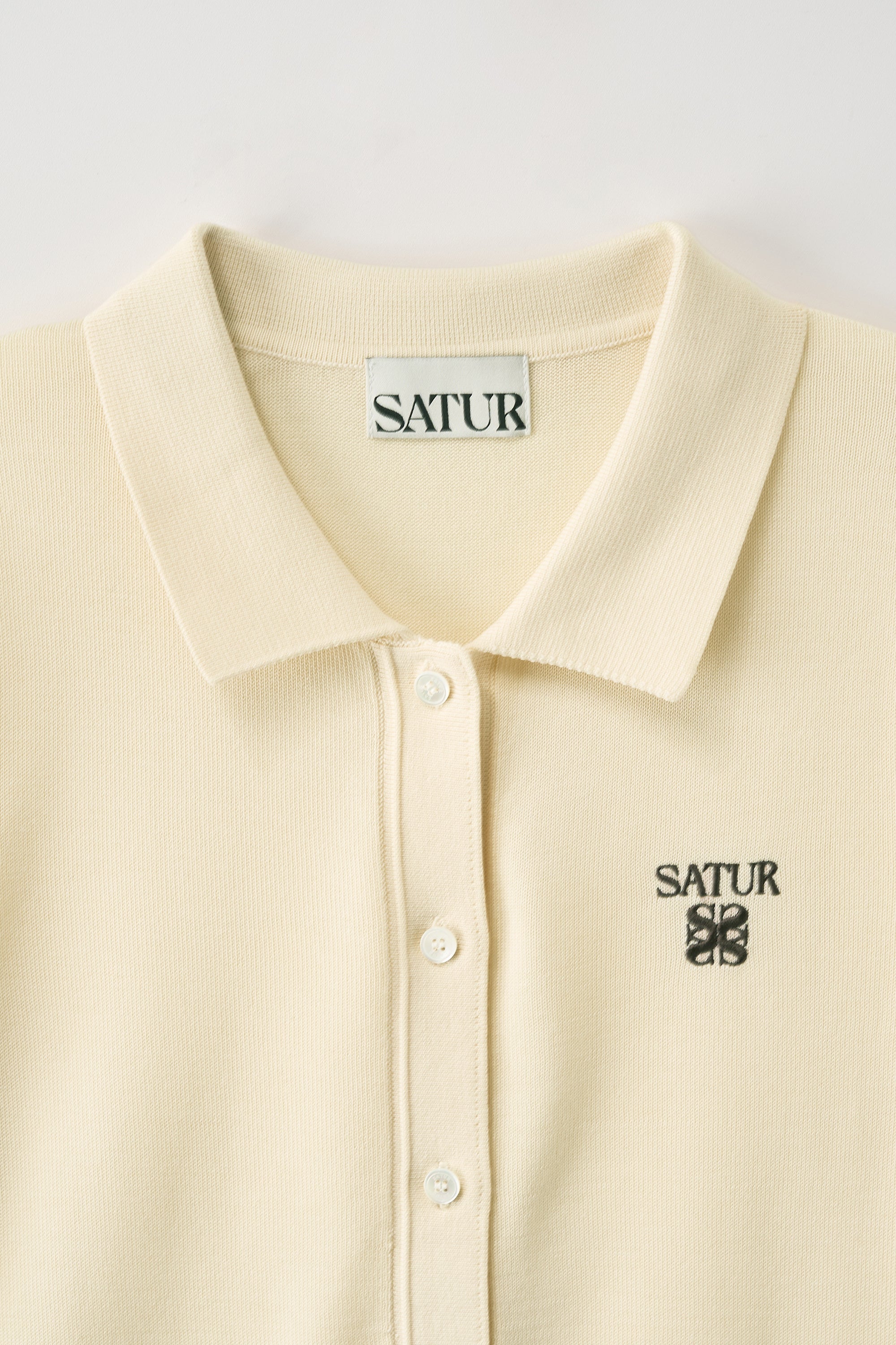 (W) Pocket Collar Cardigan Light Yellow