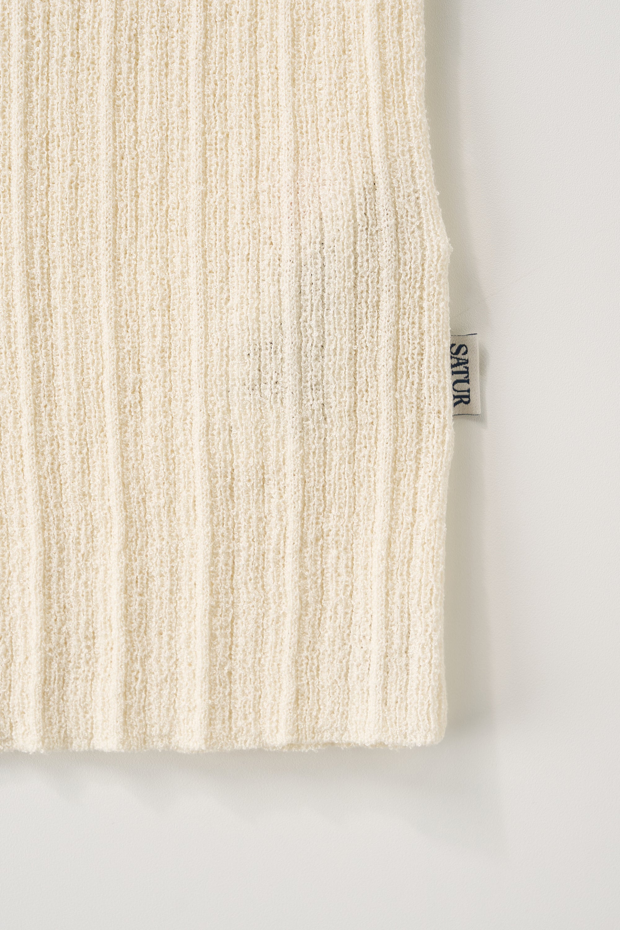 (W) Ribbed Sleeveless Knit Cream