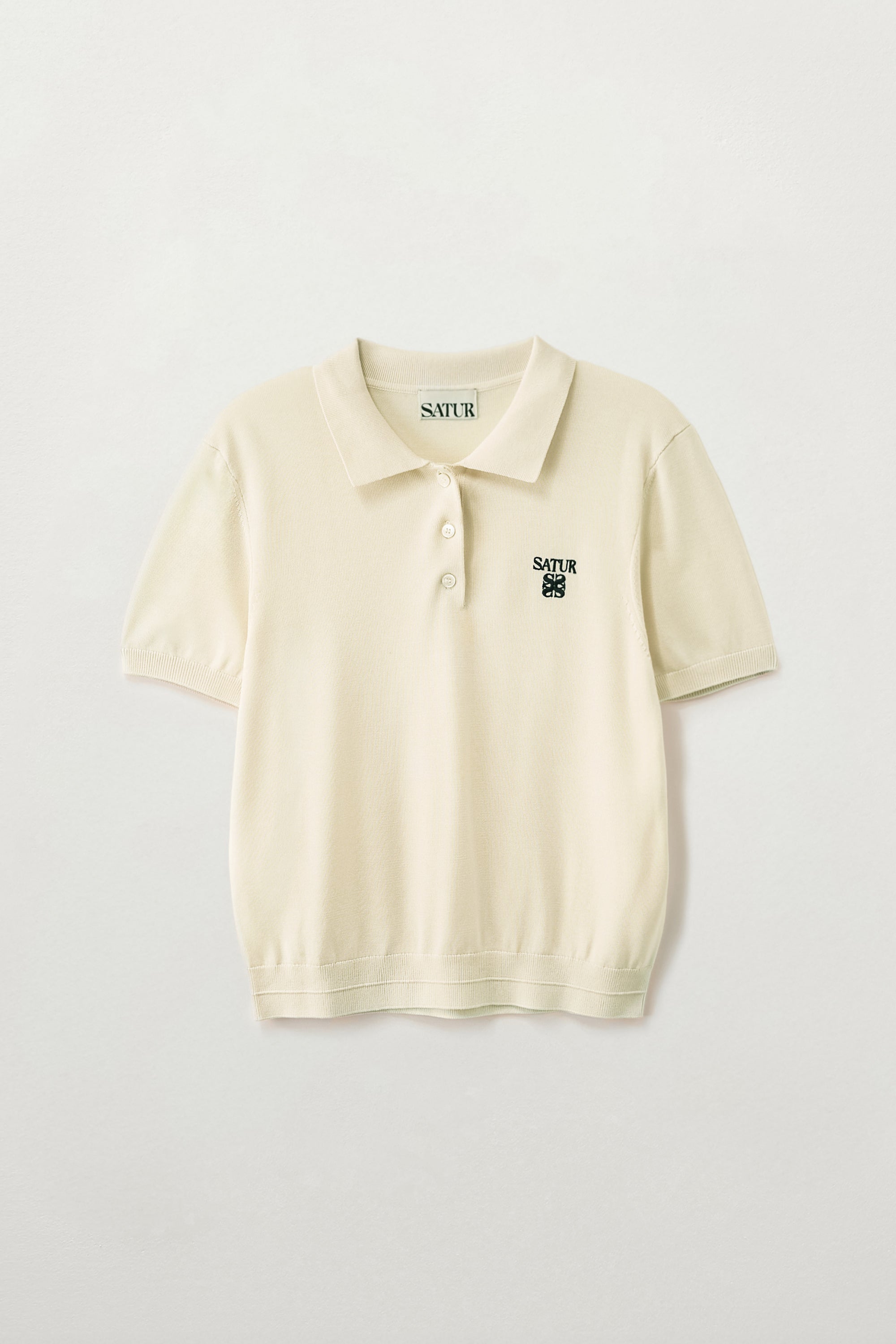 (W) Classic Collar Half Knit Cream