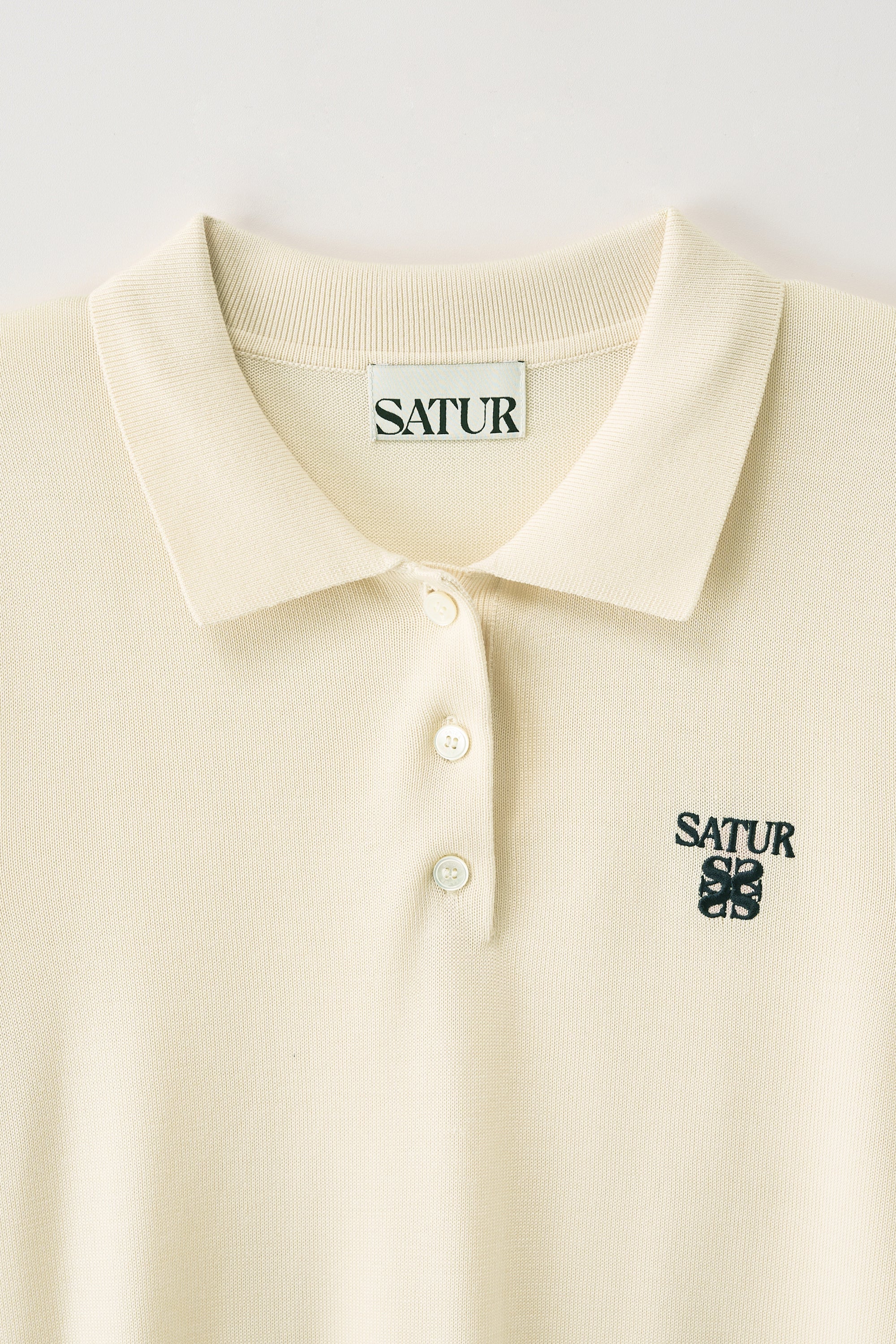 (W) Classic Collar Half Knit Cream