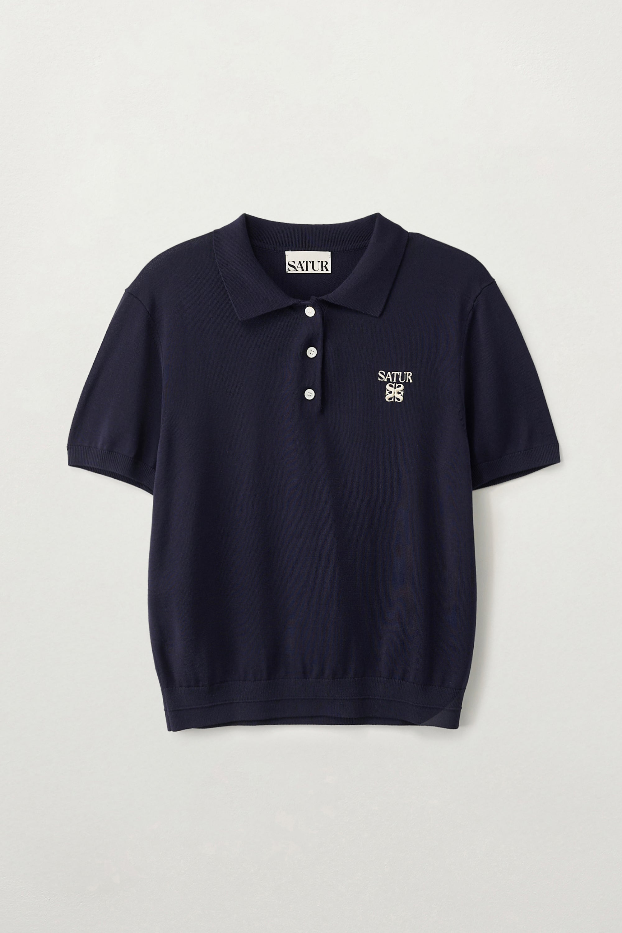 (W) Classic Collar Half Knit Navy