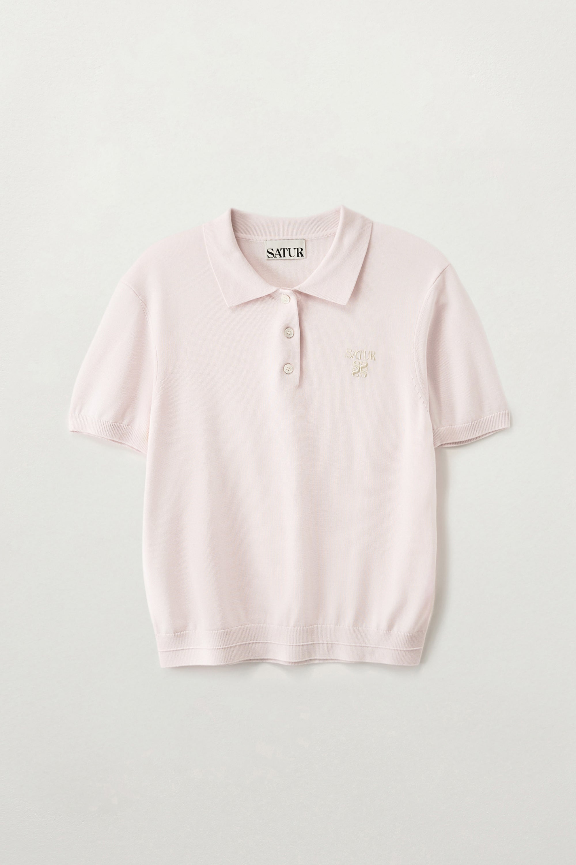 (W) Classic Collar Half Knit Pink
