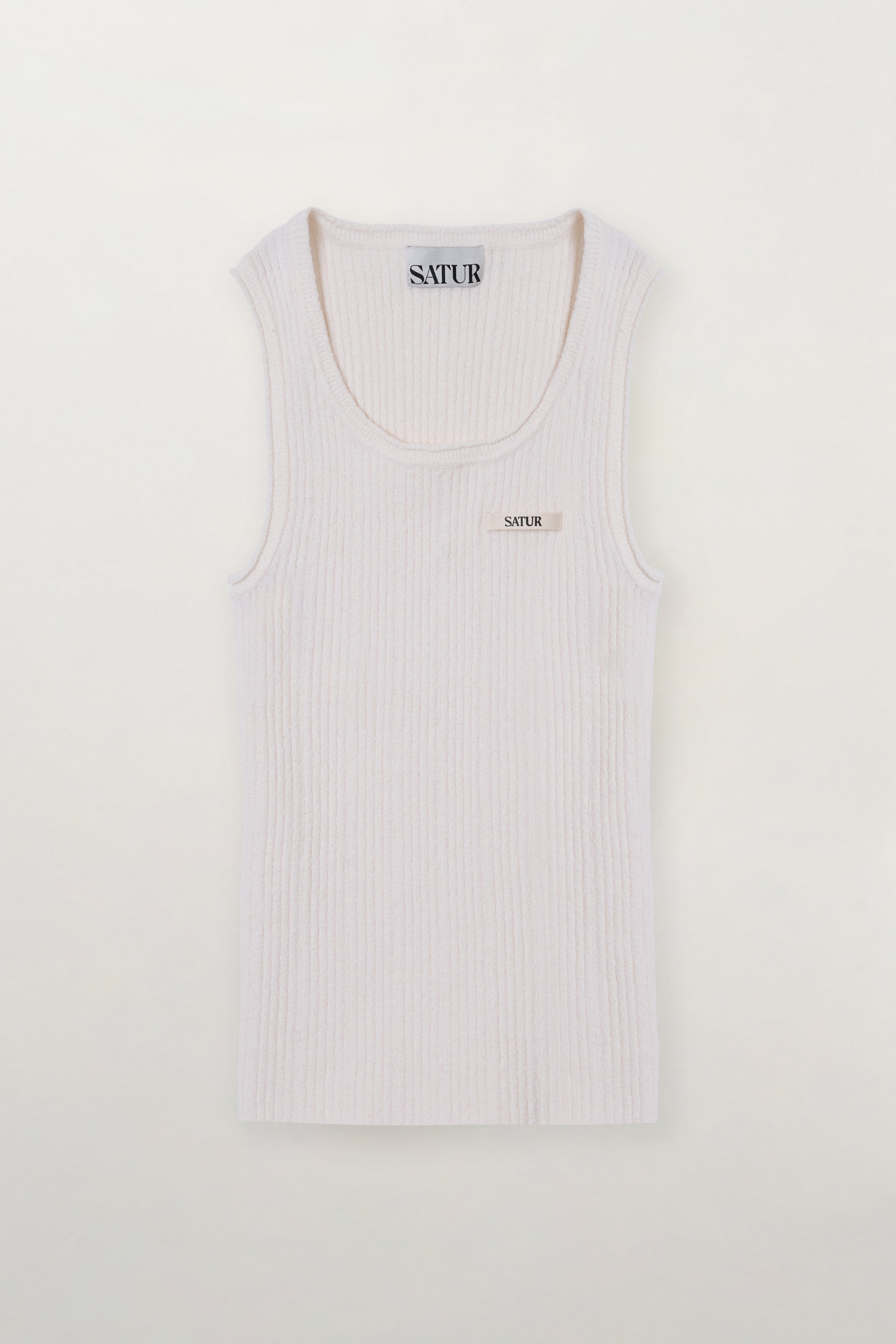 (W) Ribbed Sleeveless Tag Knit Cream