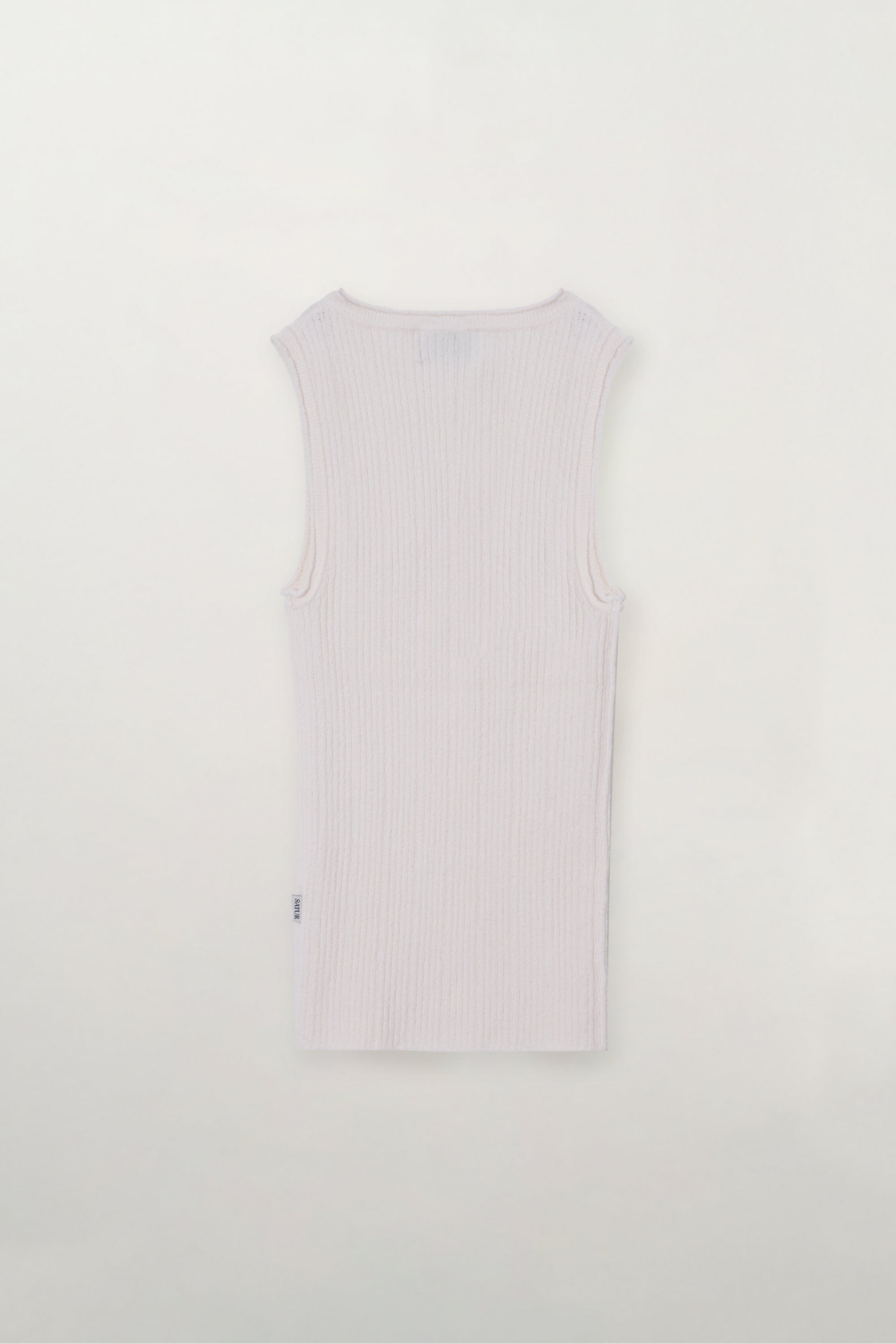 (W) Ribbed Sleeveless Tag Knit Cream