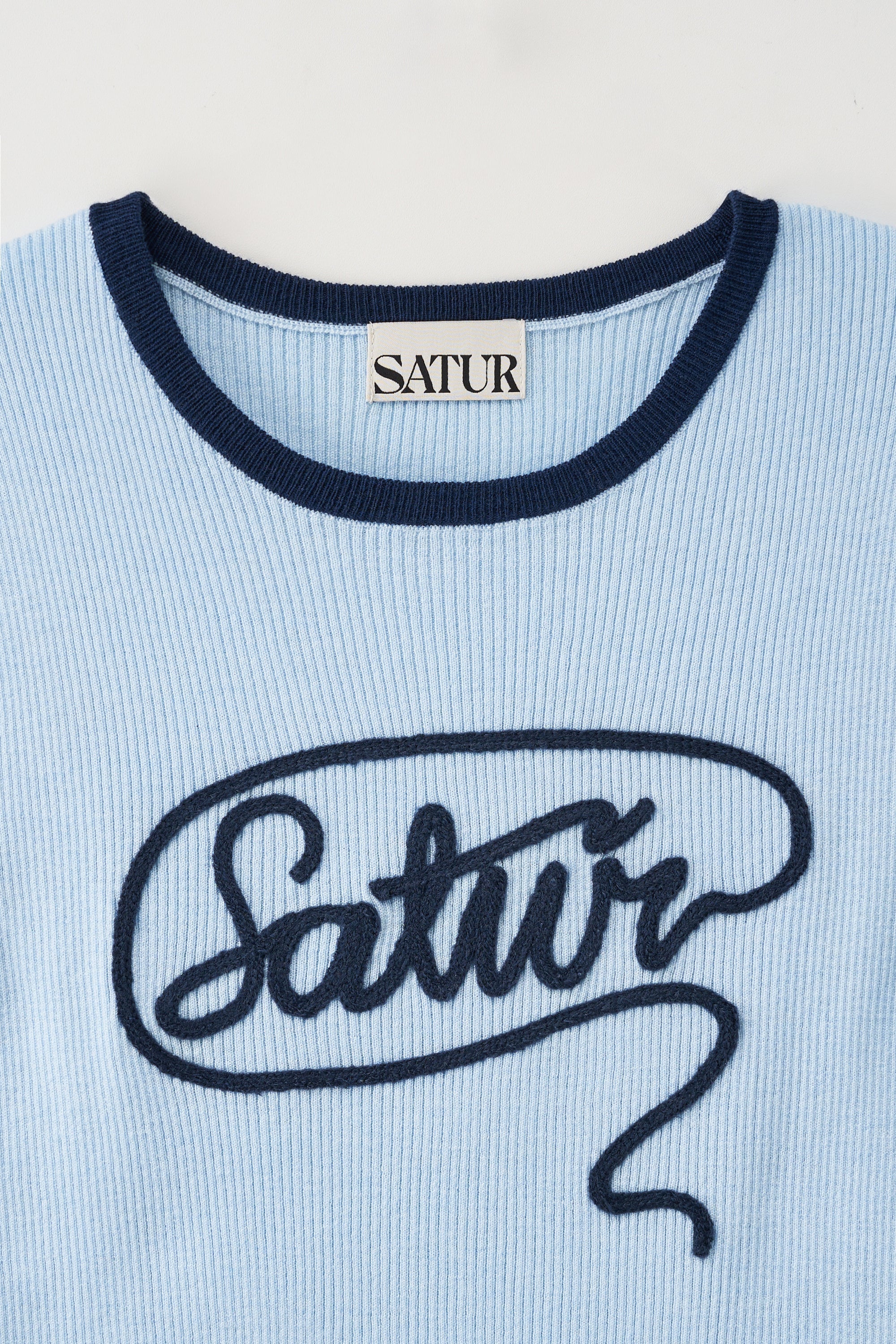 (W) Rope Logo Ringer Knit Sky Blue