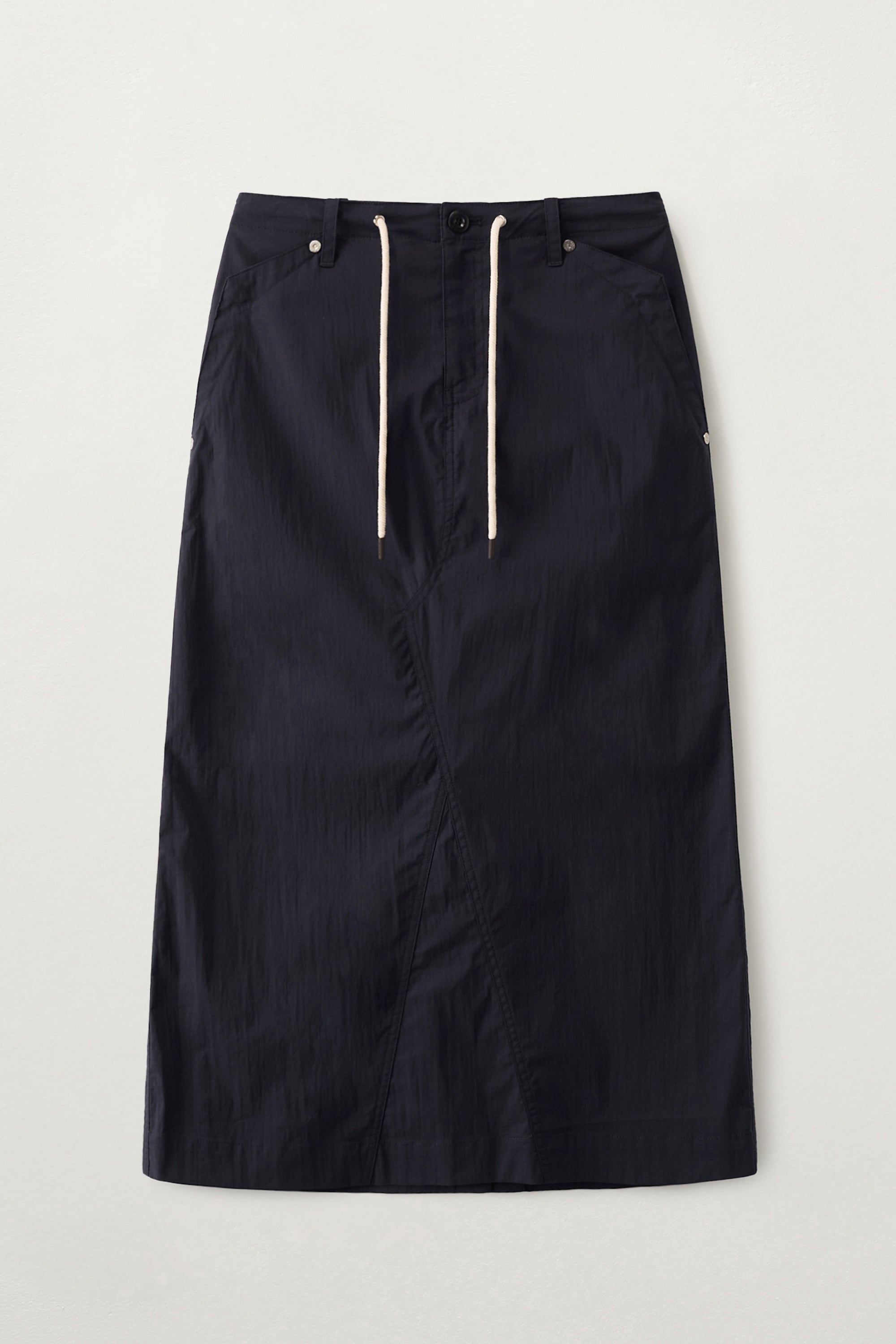 (W) Parachute Long Skirt Navy