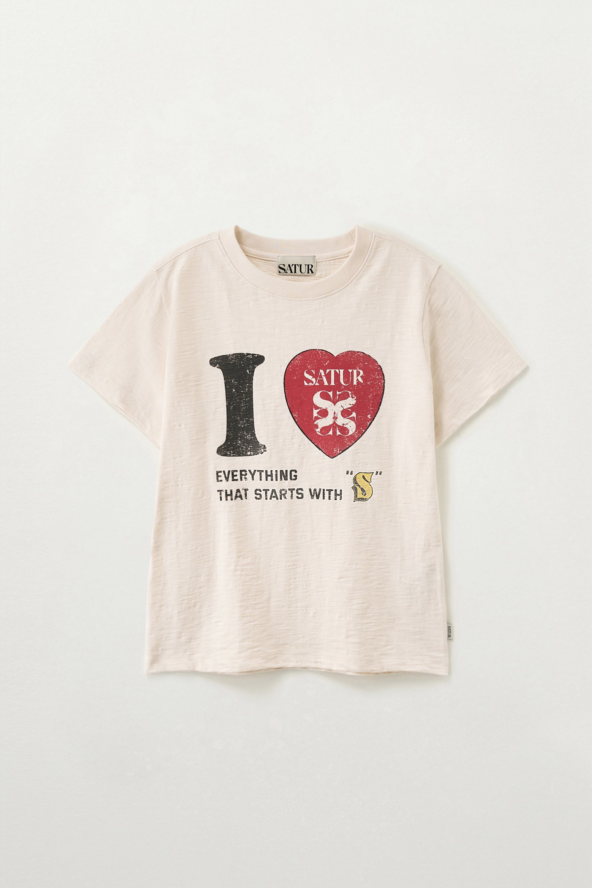 (W) I Love Graphic Rl Slub Tee Cream
