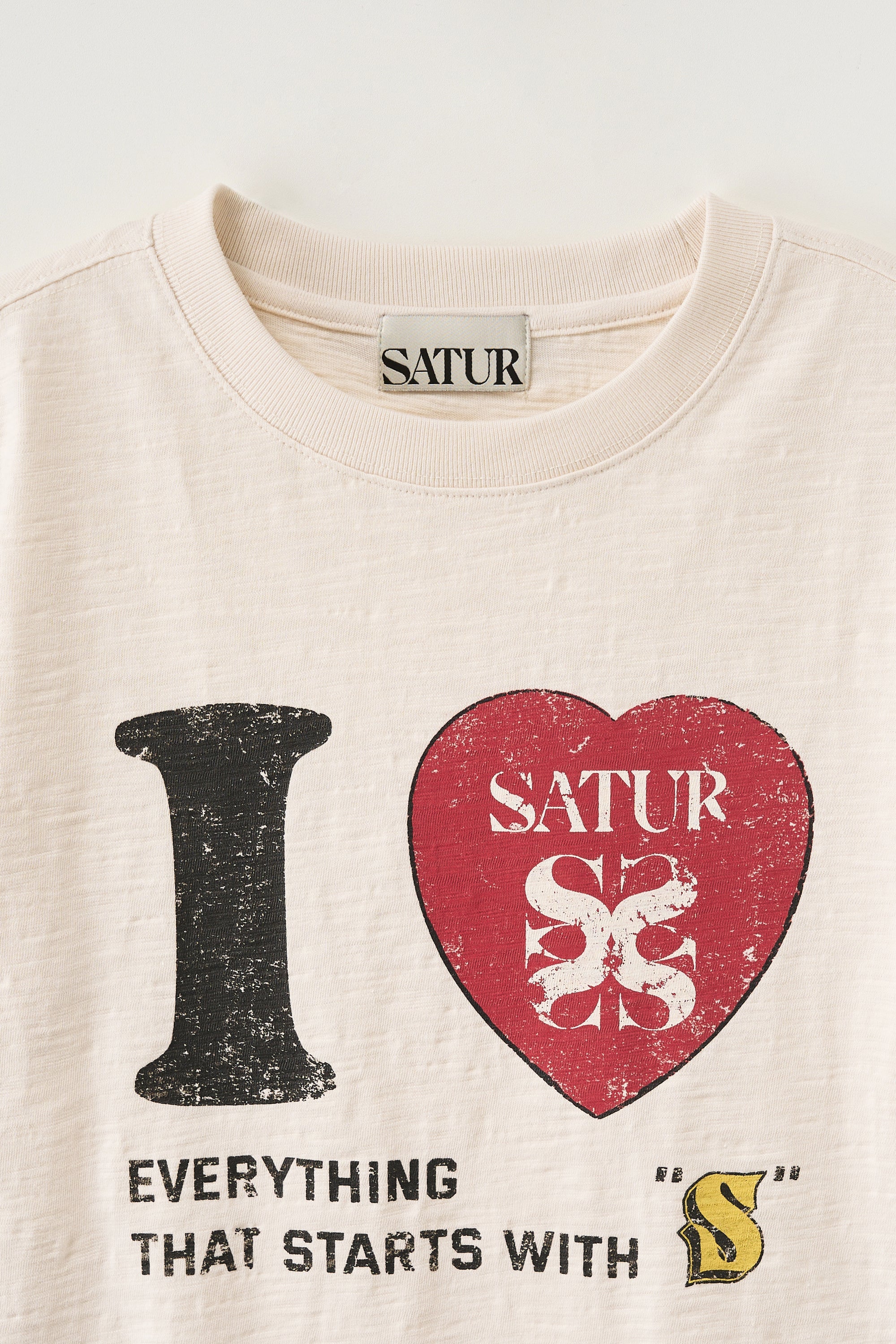 (W) I Love Graphic Rl Slub Tee Cream