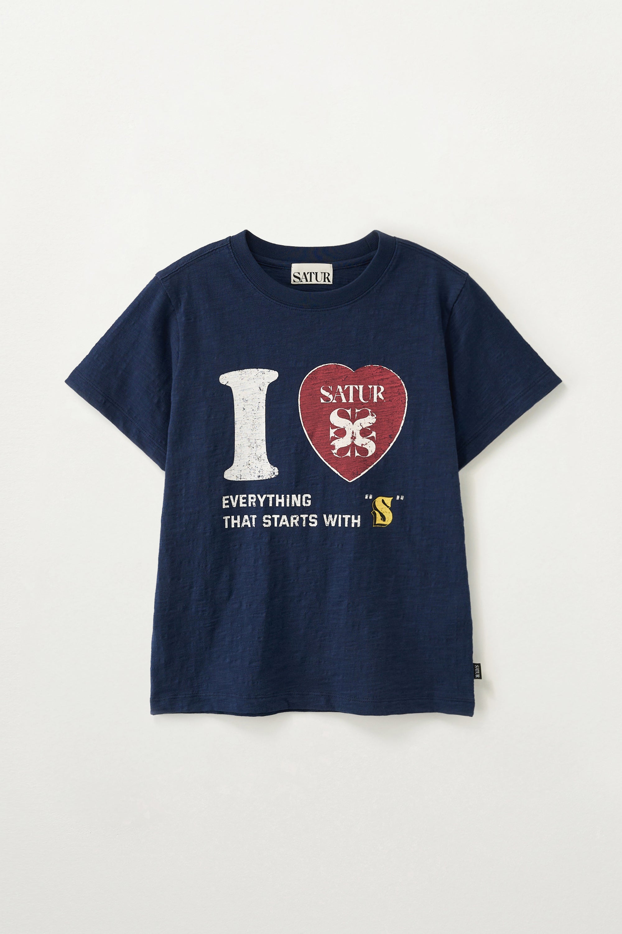 (W) I Love Graphic Rl Slub Tee Navy