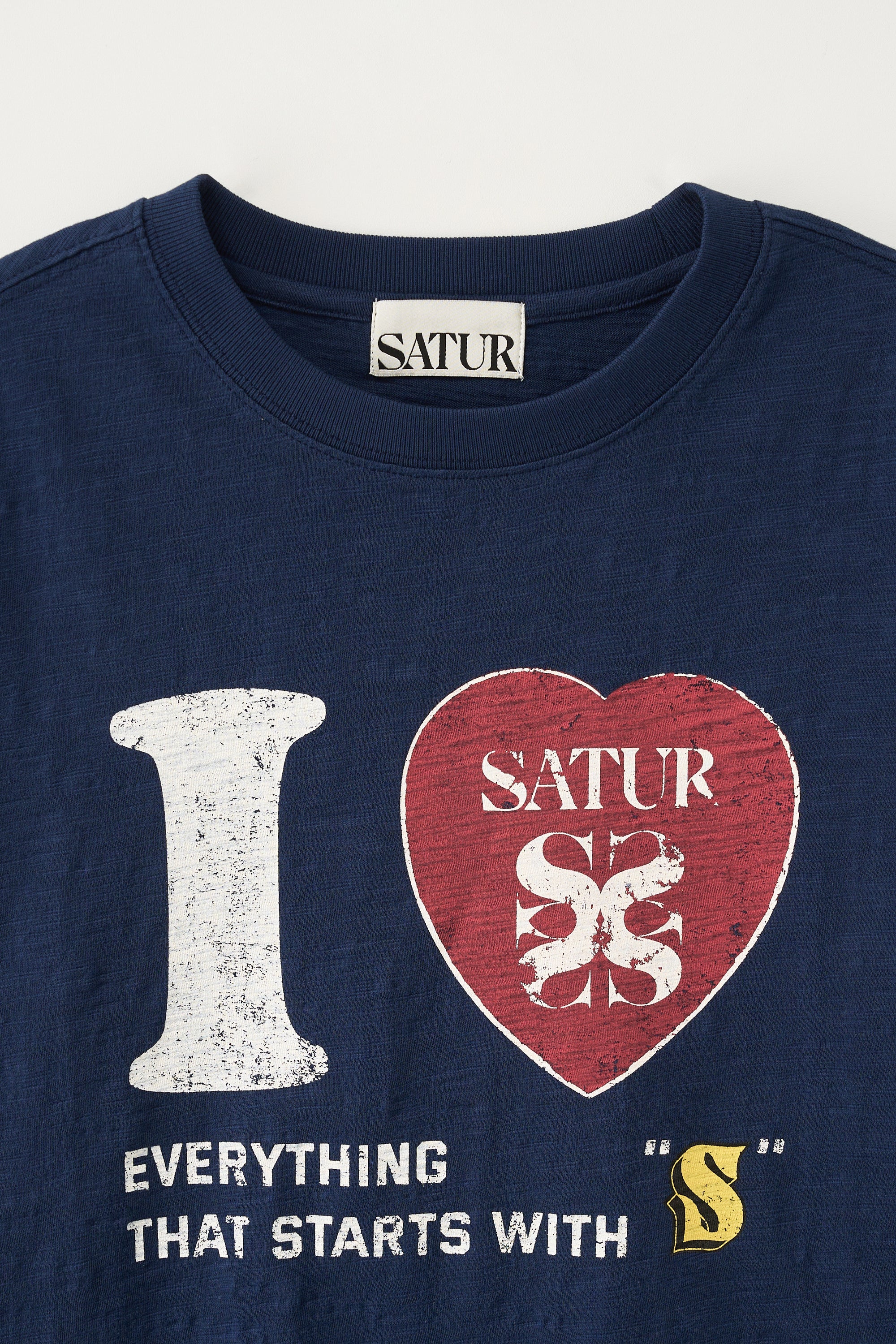 (W) I Love Graphic Rl Slub Tee Navy