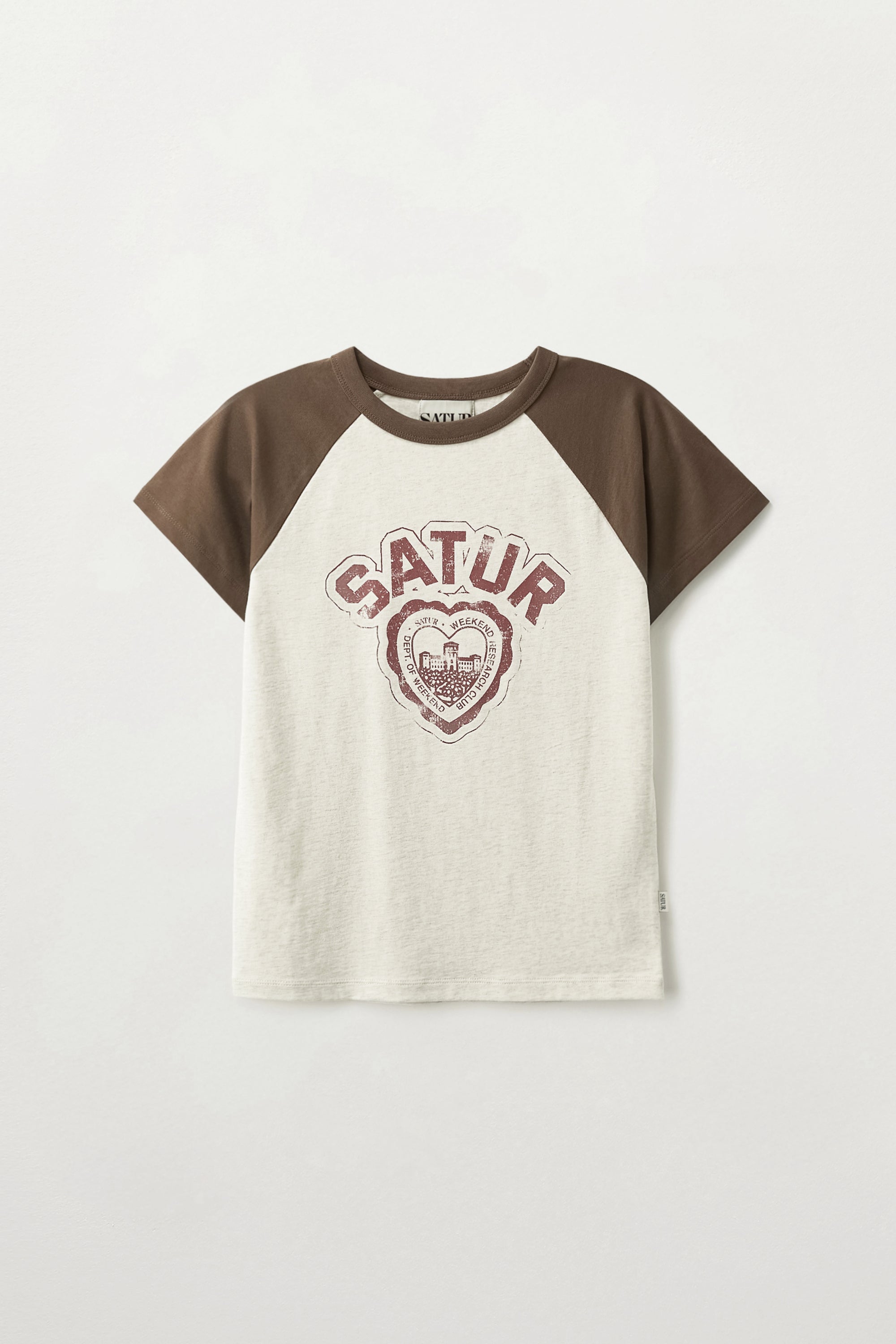 (W) Heart Raglan Tshirt Oatmeal