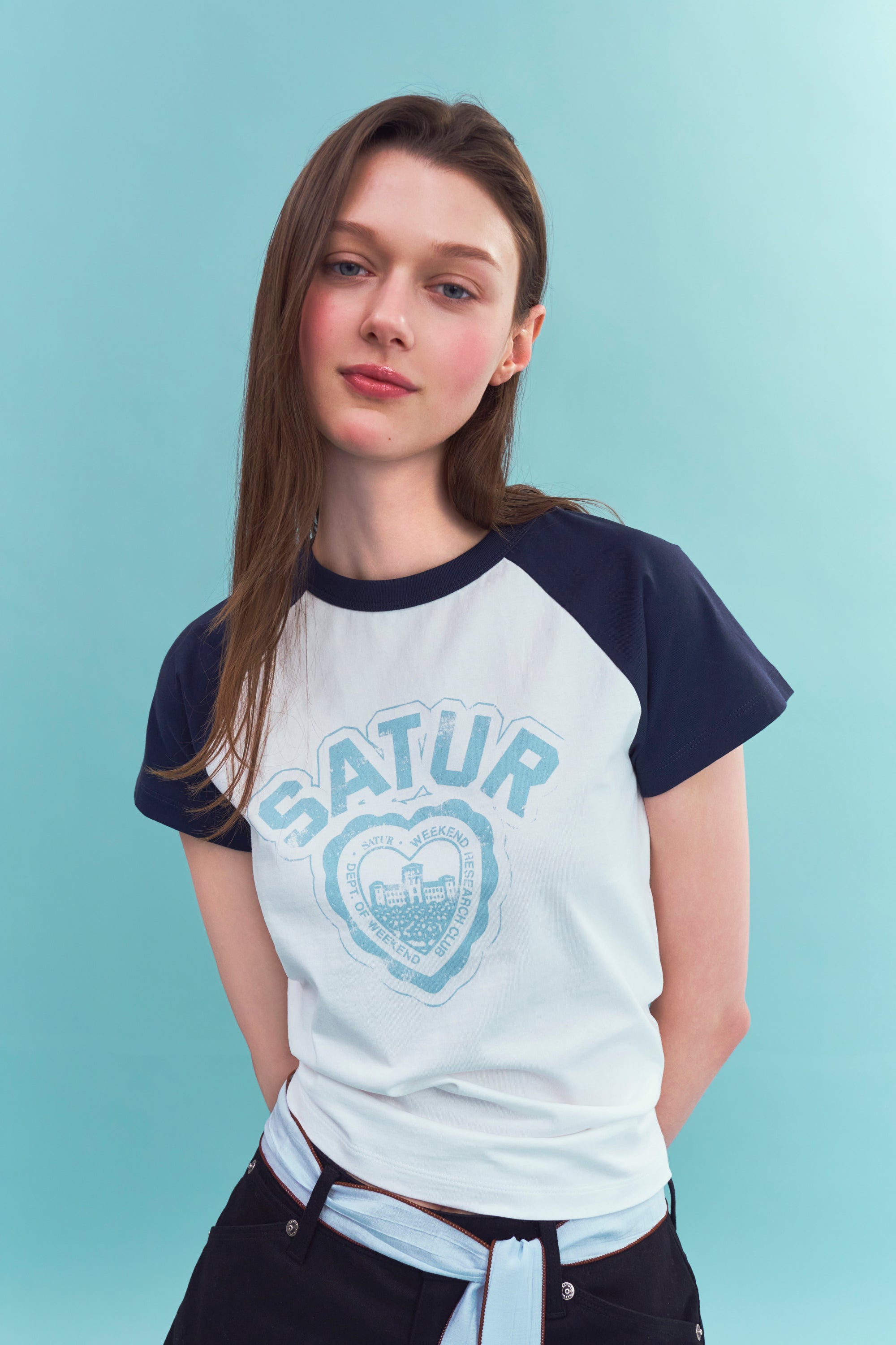 (W) Heart Raglan Tshirt White