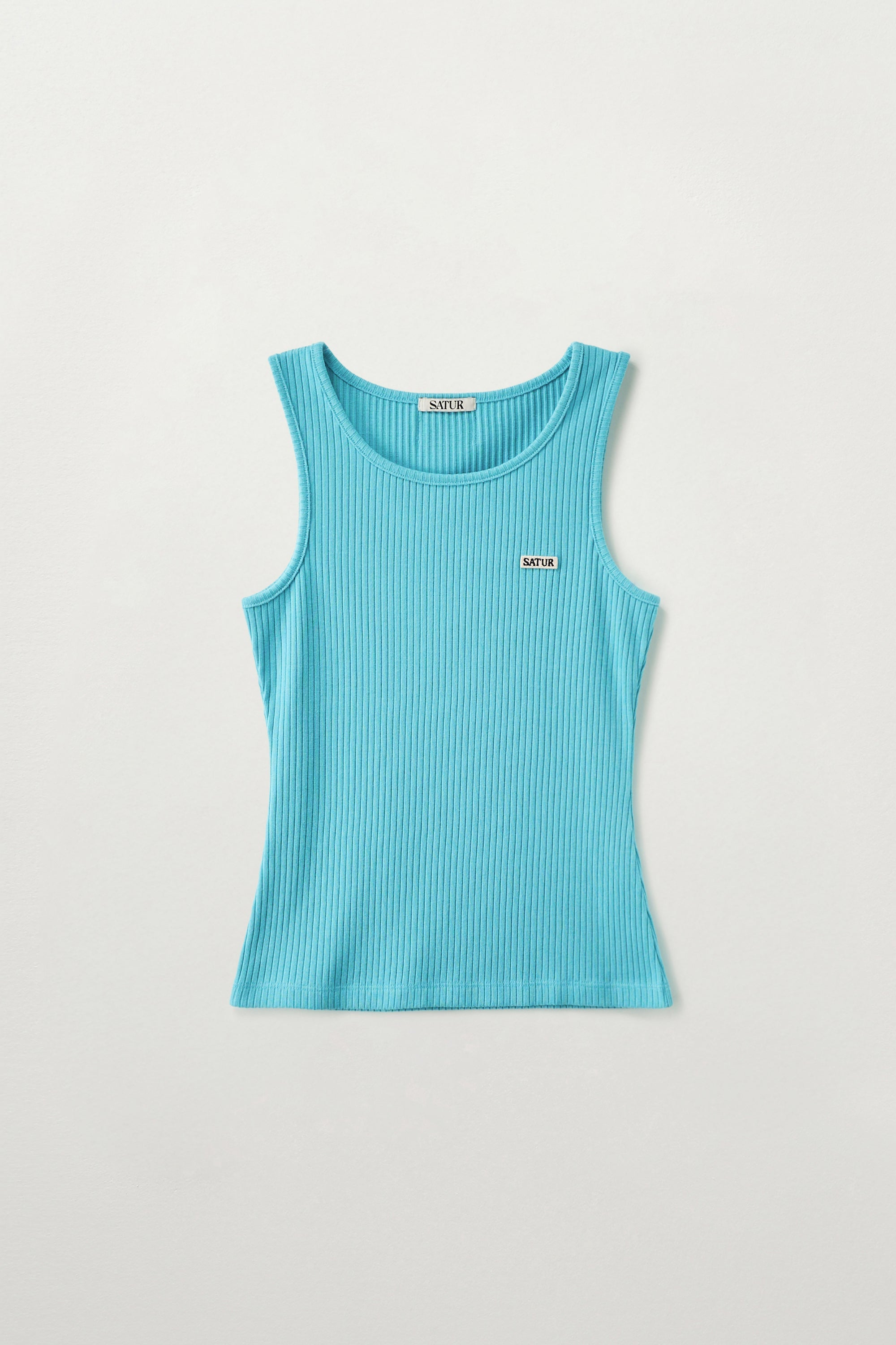 (W) Logo Ribbed Sleeveless Blue