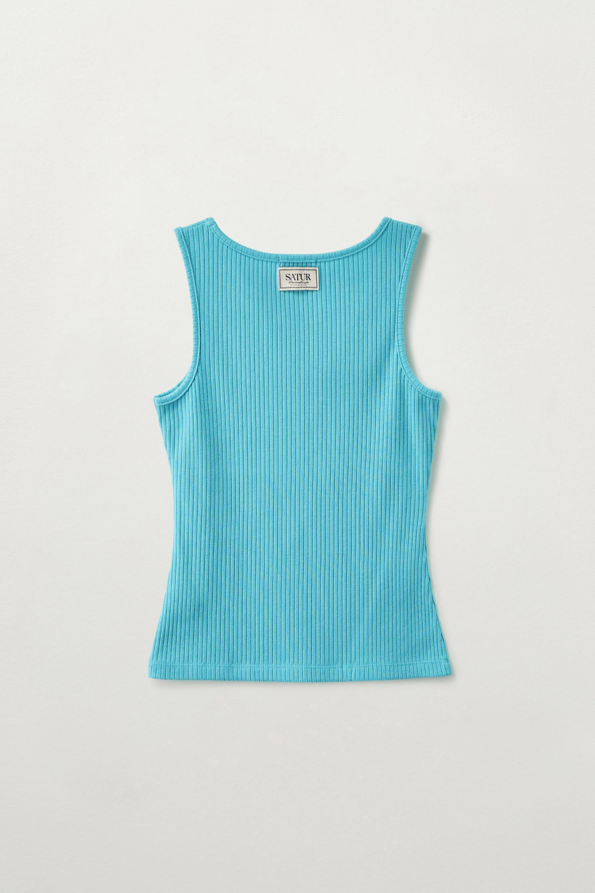 (W) Logo Ribbed Sleeveless Blue