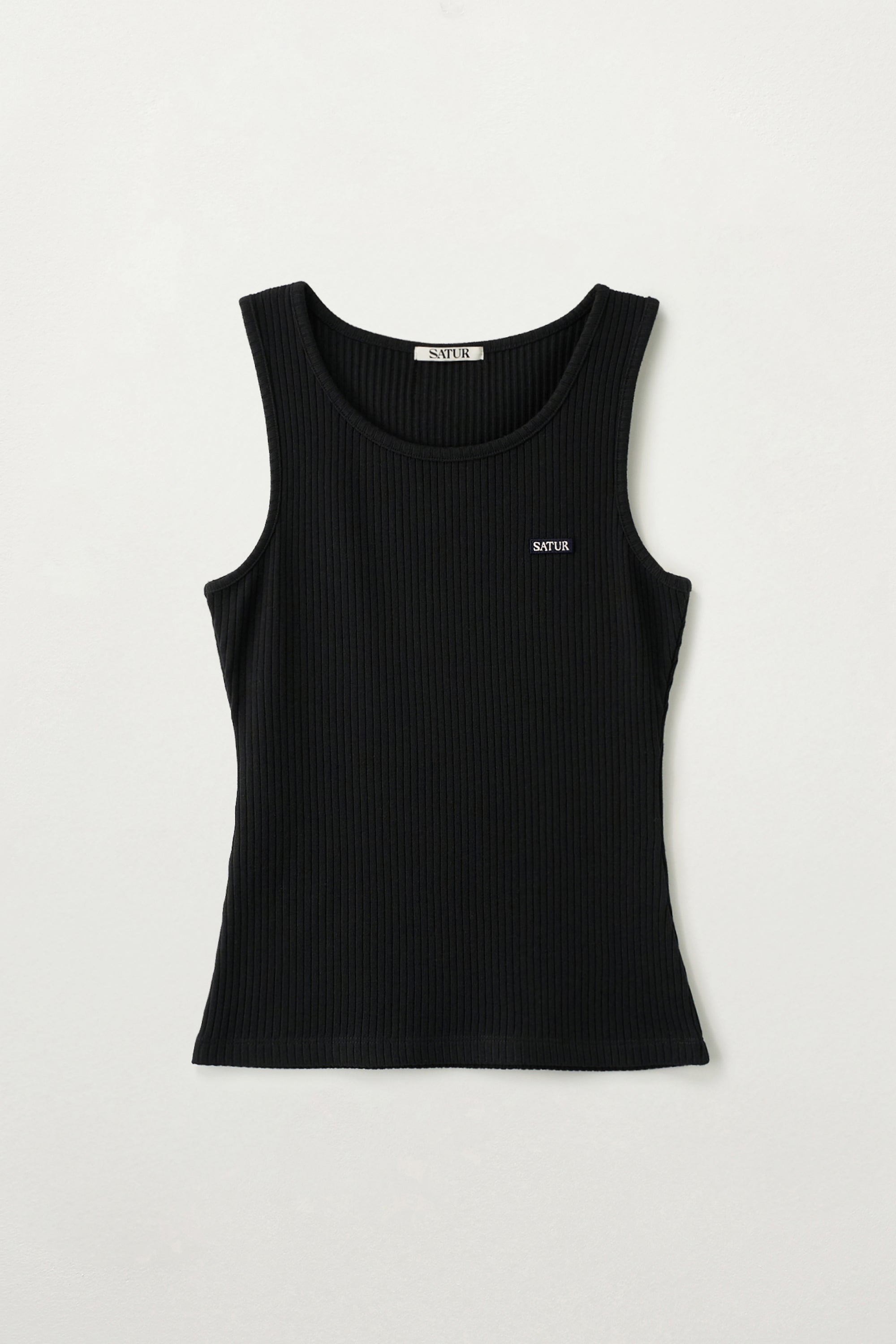 (W) Logo Ribbed Sleeveless Black