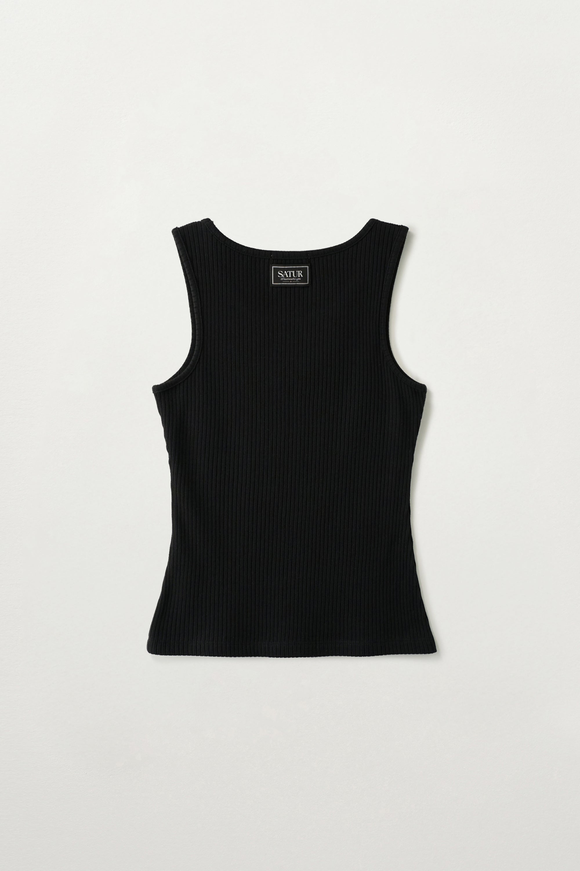 (W) Logo Ribbed Sleeveless Black