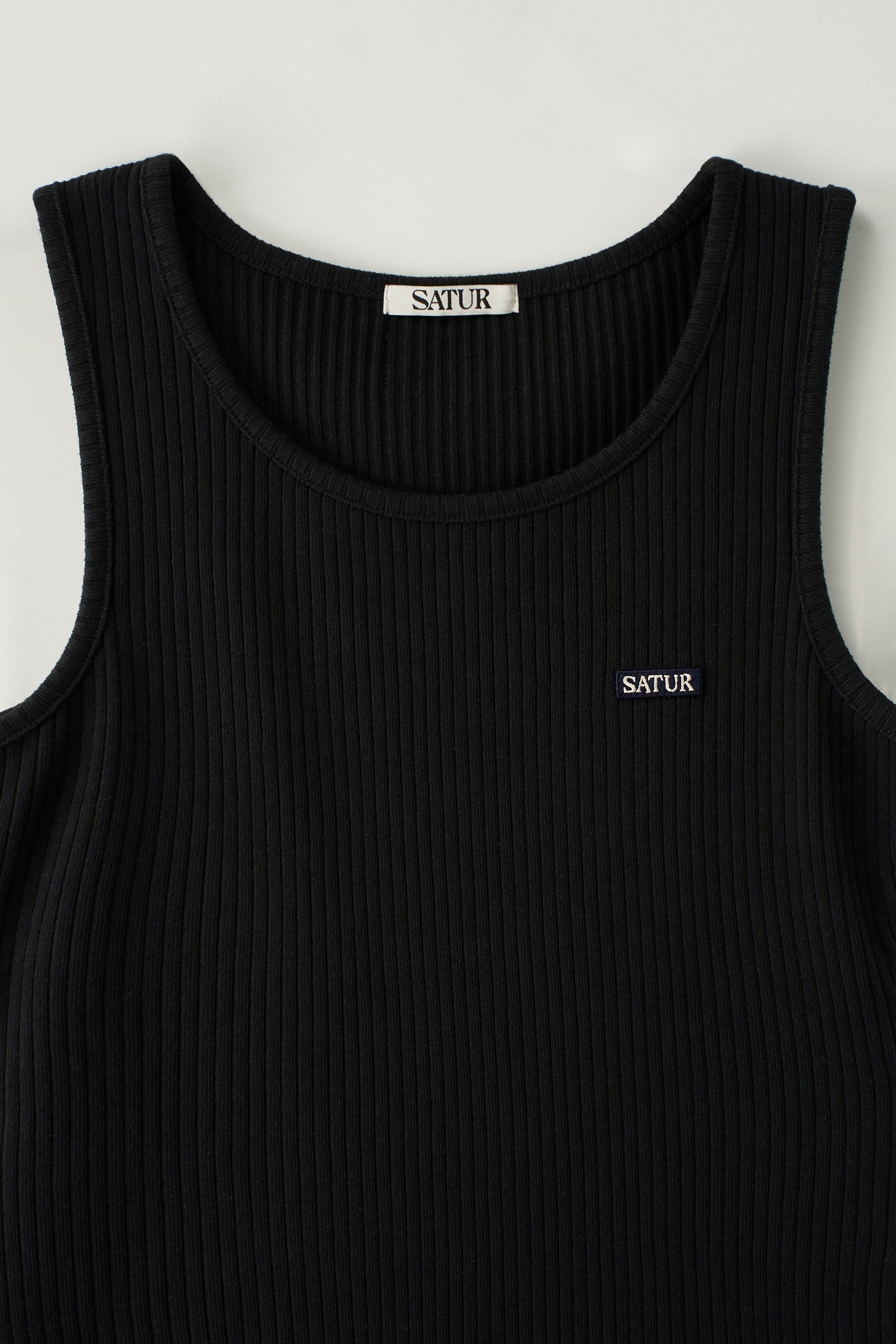 (W) Logo Ribbed Sleeveless Black