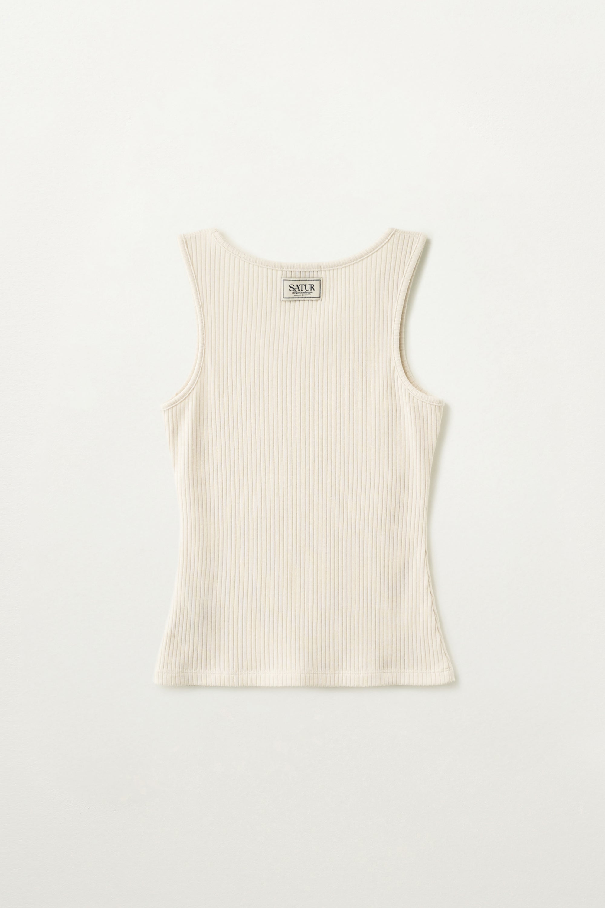 (W) Logo Ribbed Sleeveless Cream