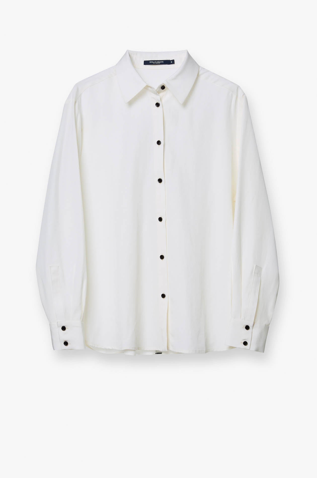 Long Sleeve Shirt With Back Logo Pleat White