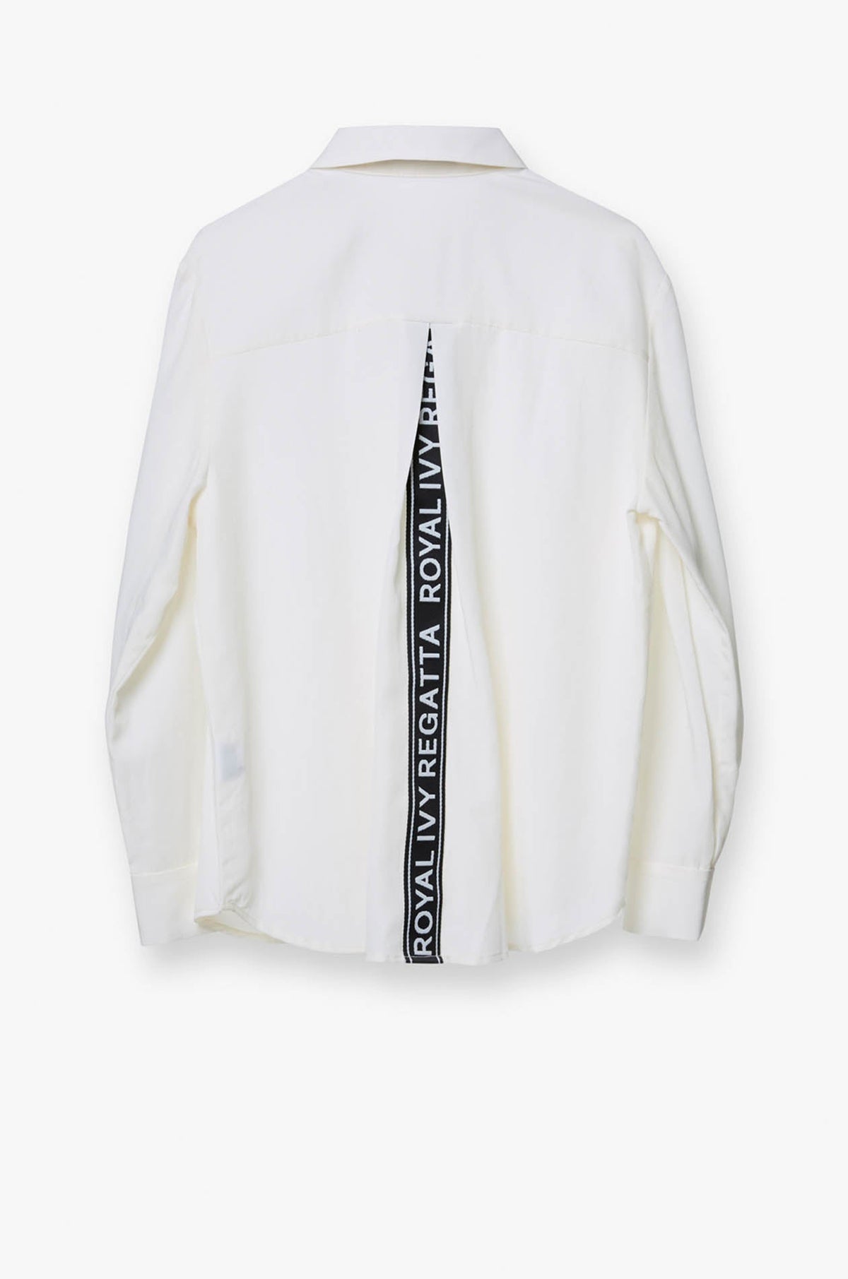 Long Sleeve Shirt With Back Logo Pleat White