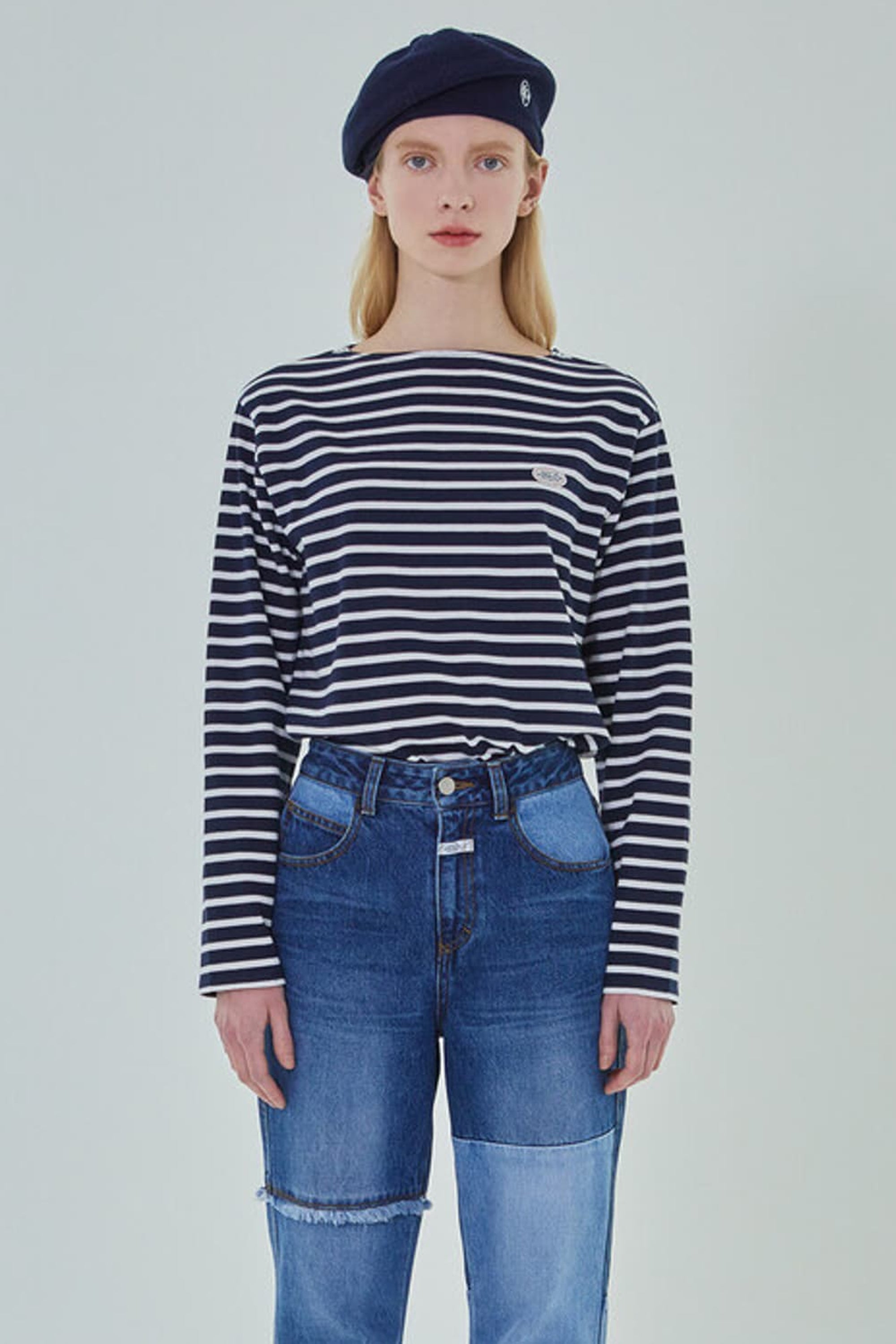 Border Stripe Long Sleeve Navy