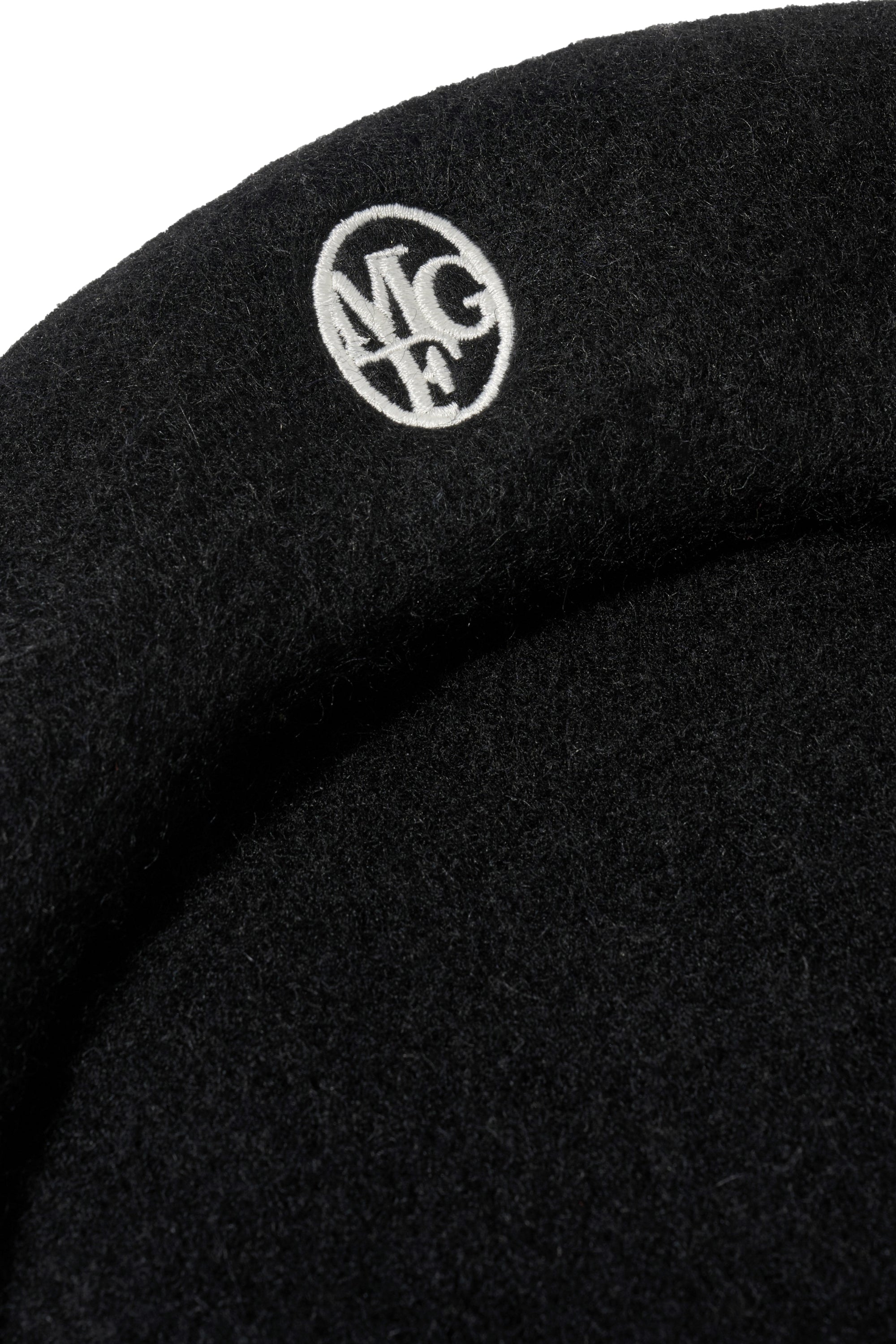 Circle Logo Embroidery Wool Beret Black