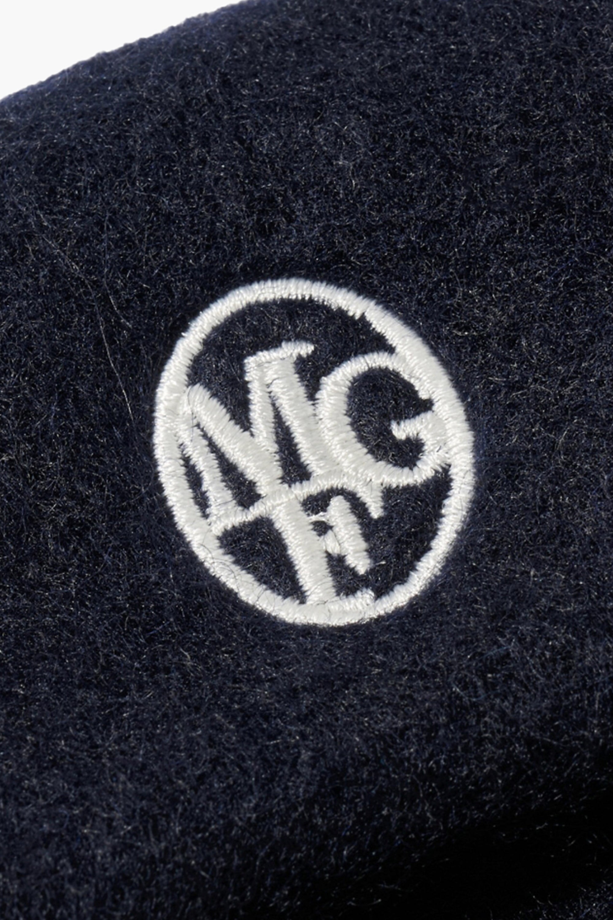 Circle Logo Embroidery Wool Beret Navy