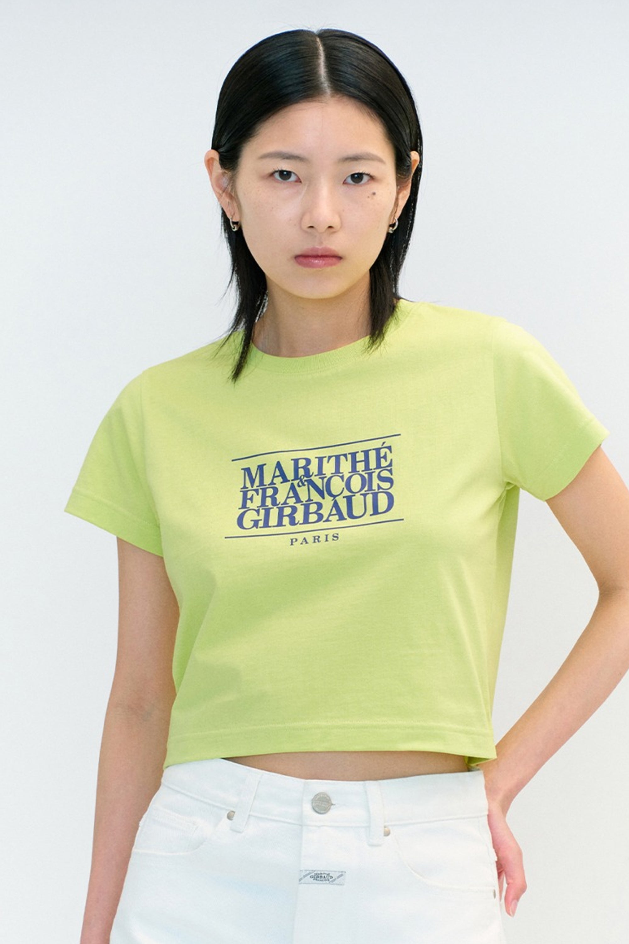 W Classic Logo Crop Tee Light Olive