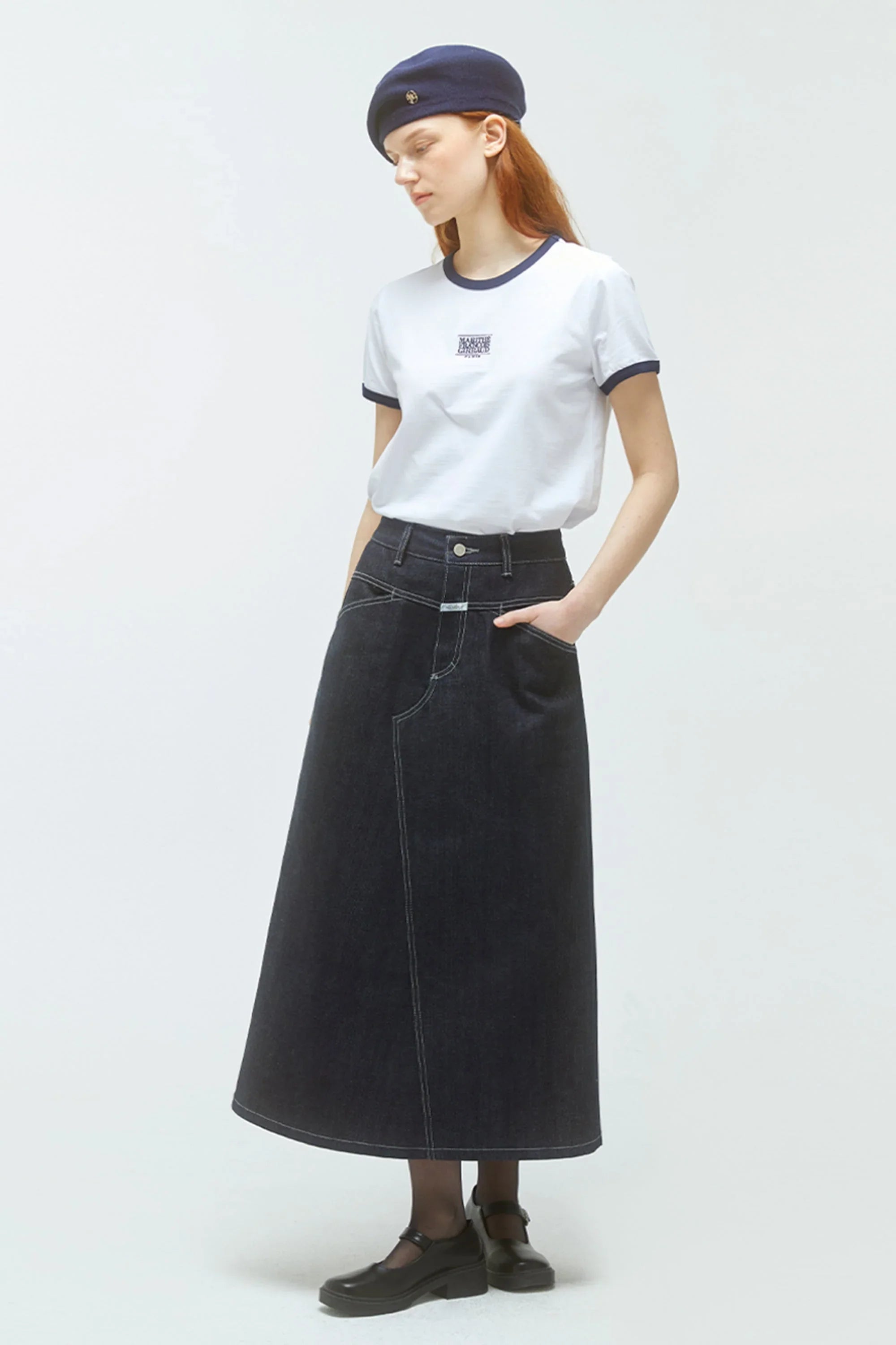 W Classic Logo Ringer Tee White