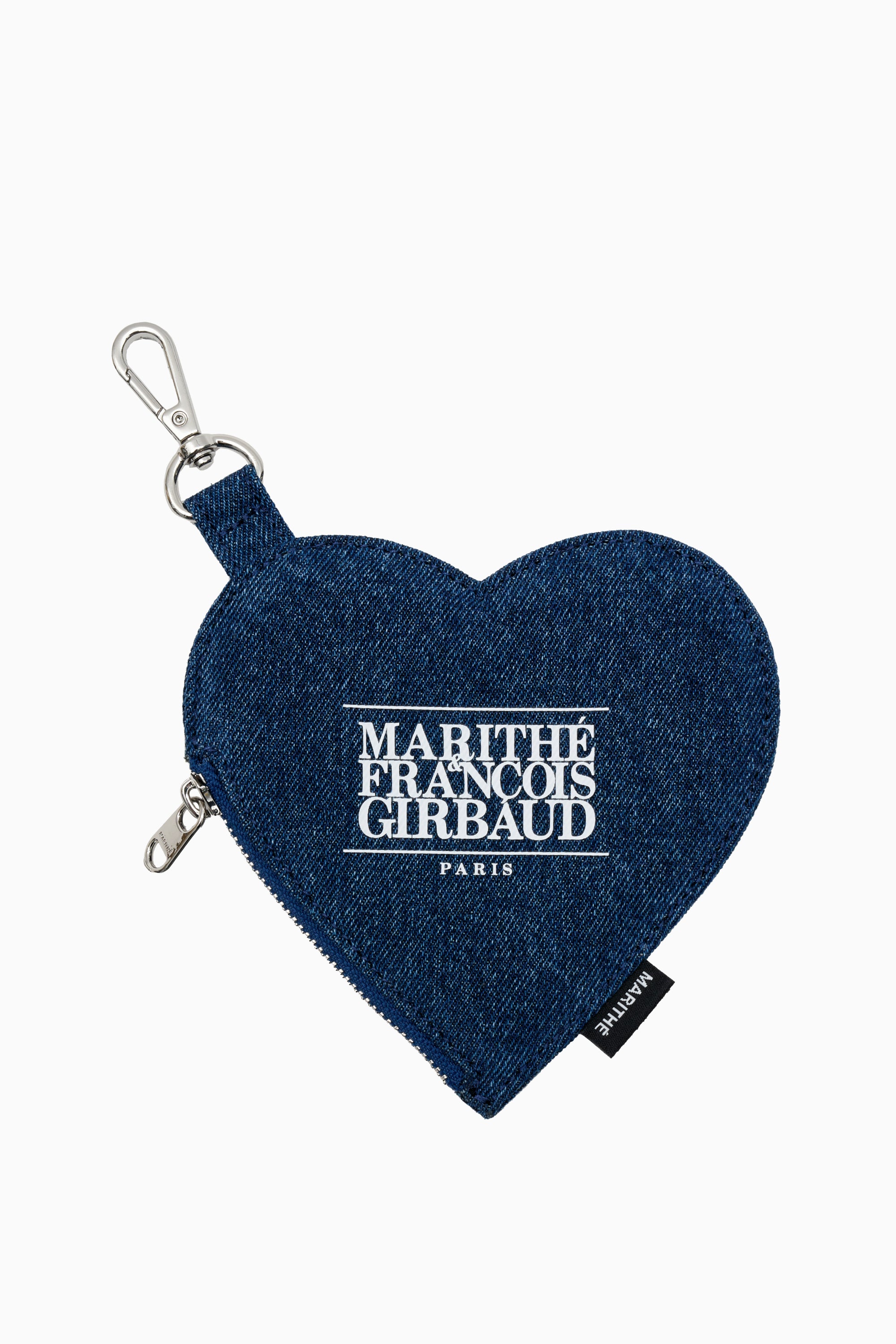 Logo Denim Heart Keyring Blue