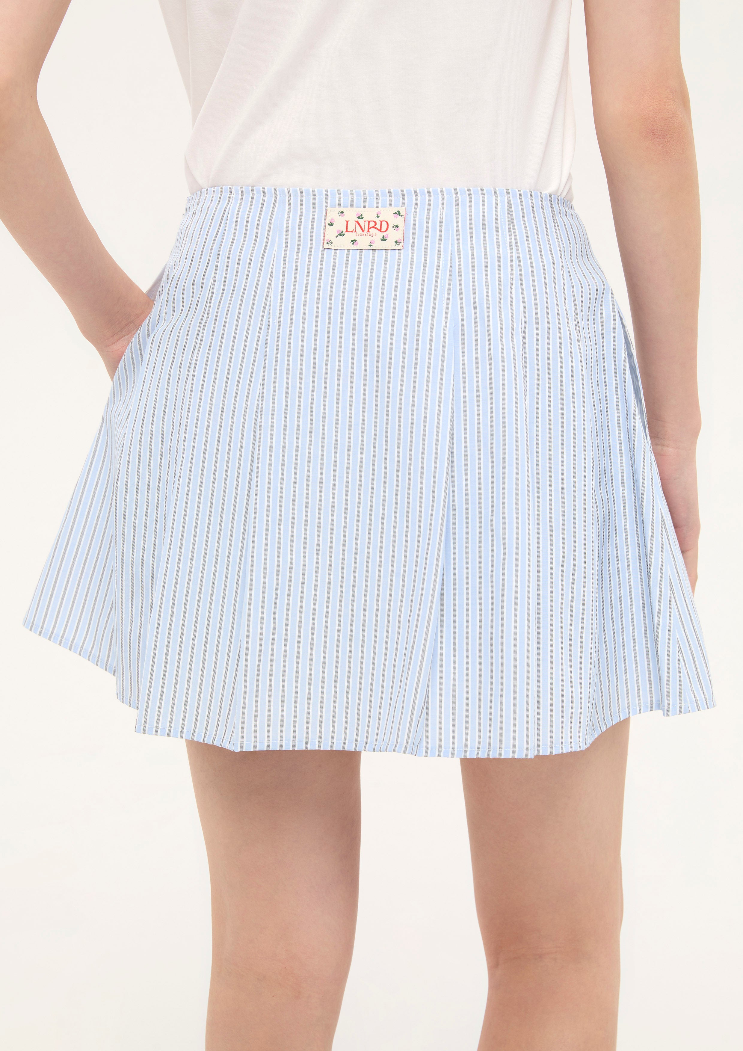 High Waist Stripe Mini Skirt Lnrd Signature Striped Blue High Waist Stripe Mini Skirt Lnrd Signature Striped Blue