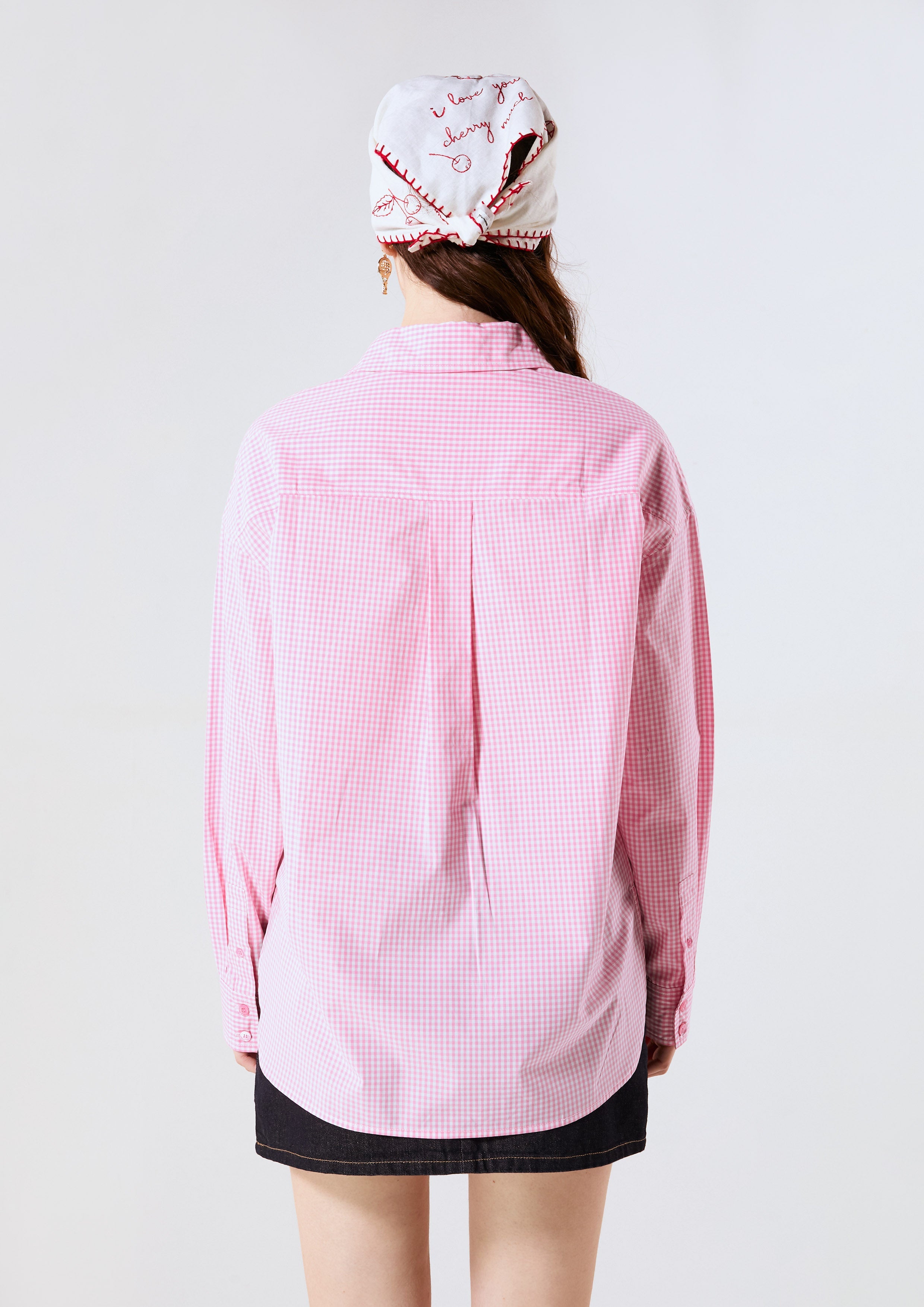 Gingham Long Sleeve Shirt Signature Pink