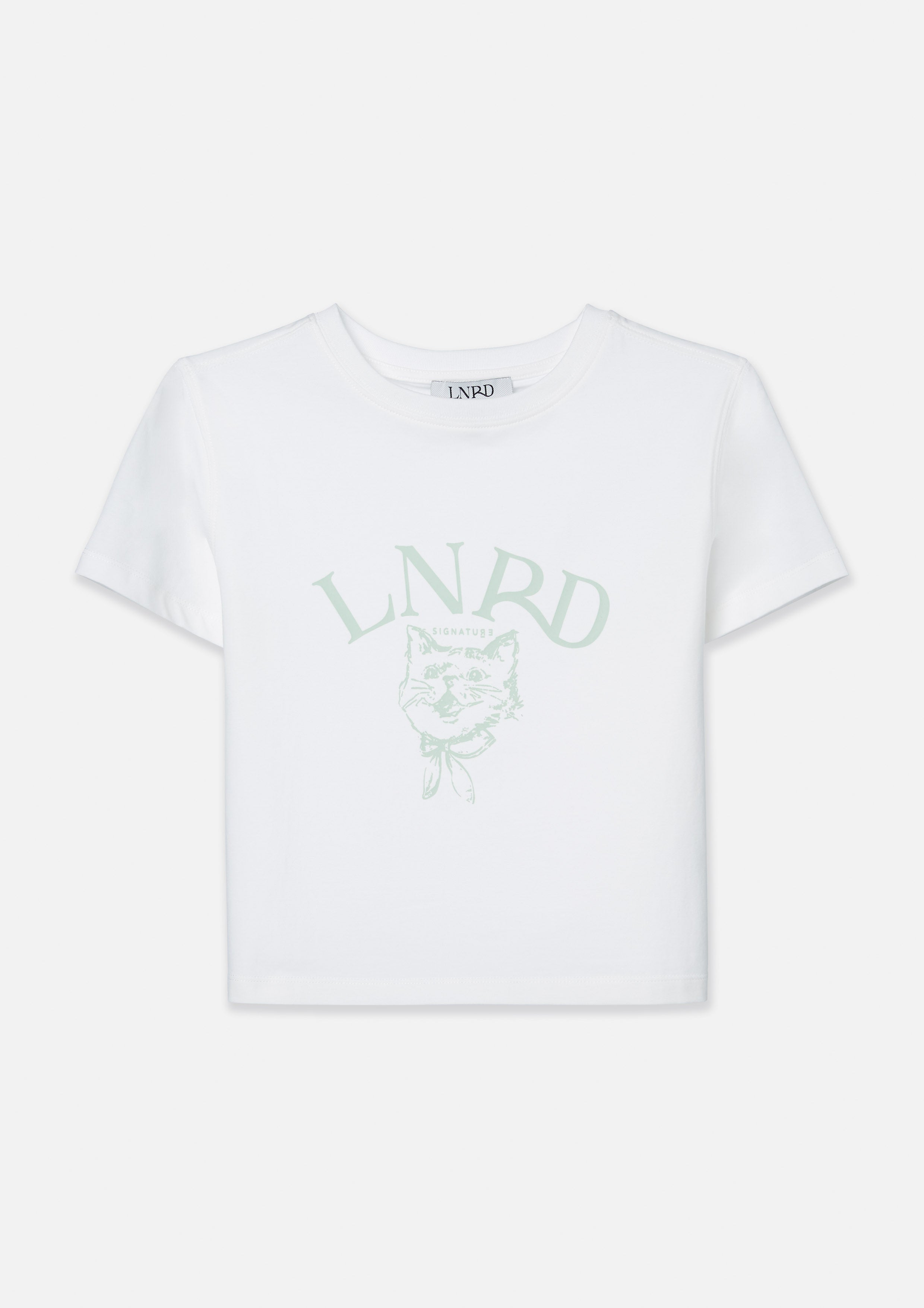 Tabby Cat Crop T-Shirt Signature White