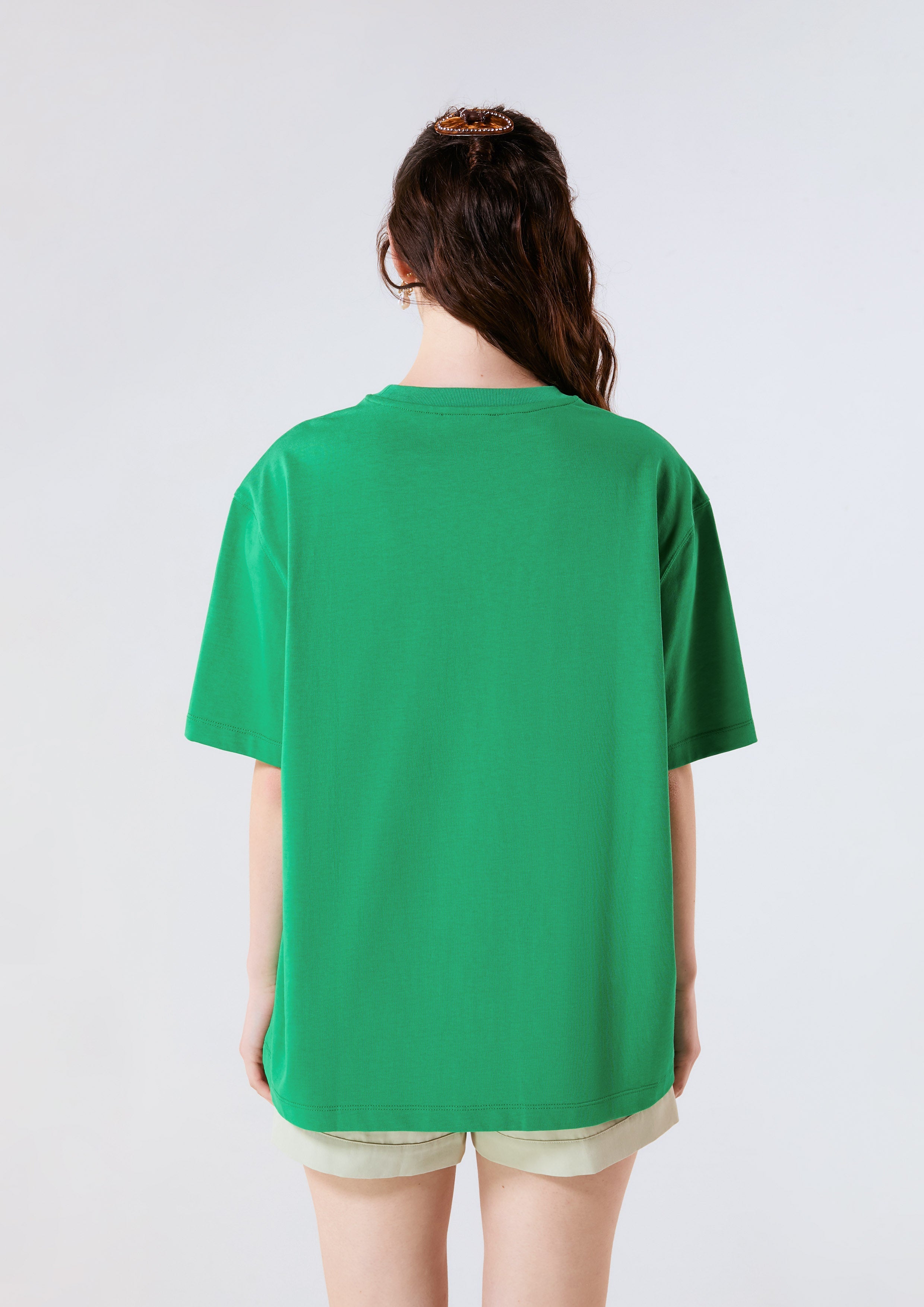 Tabby Cat Logo Oversized T-Shirt Signature Green