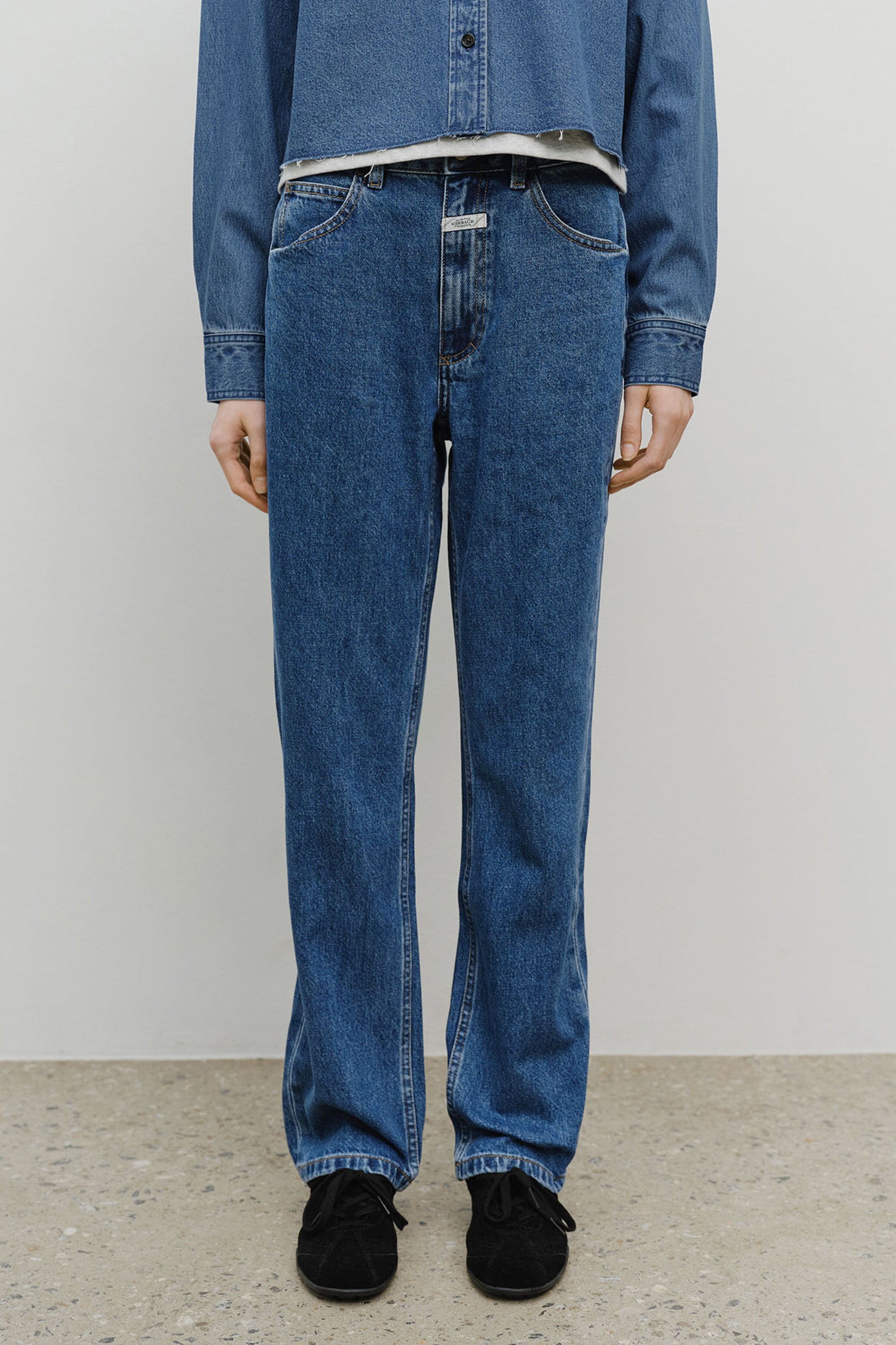 W Slim Straight Denim Pants Blue