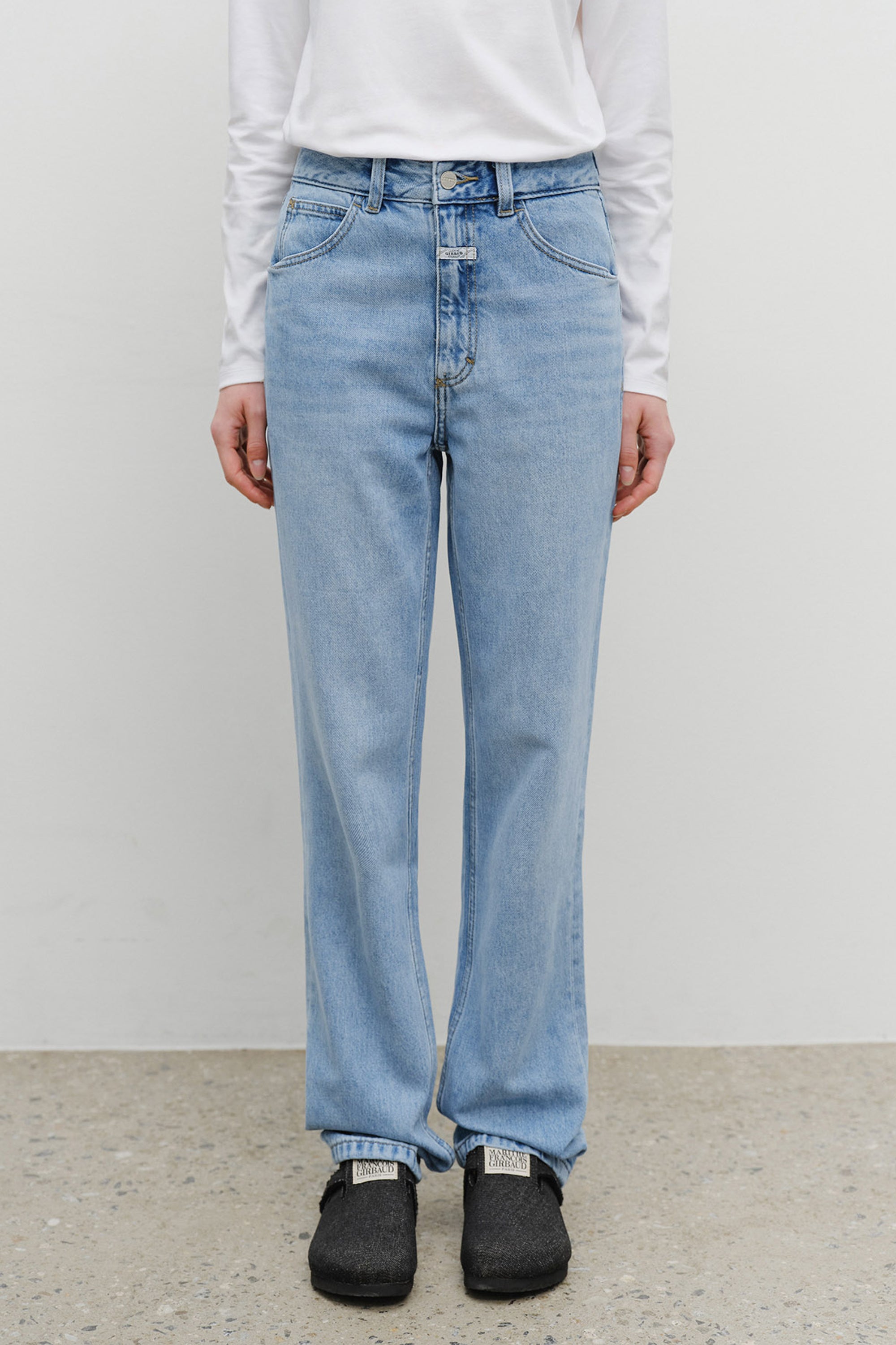 W Slim Straight Denim Pants Light Blue