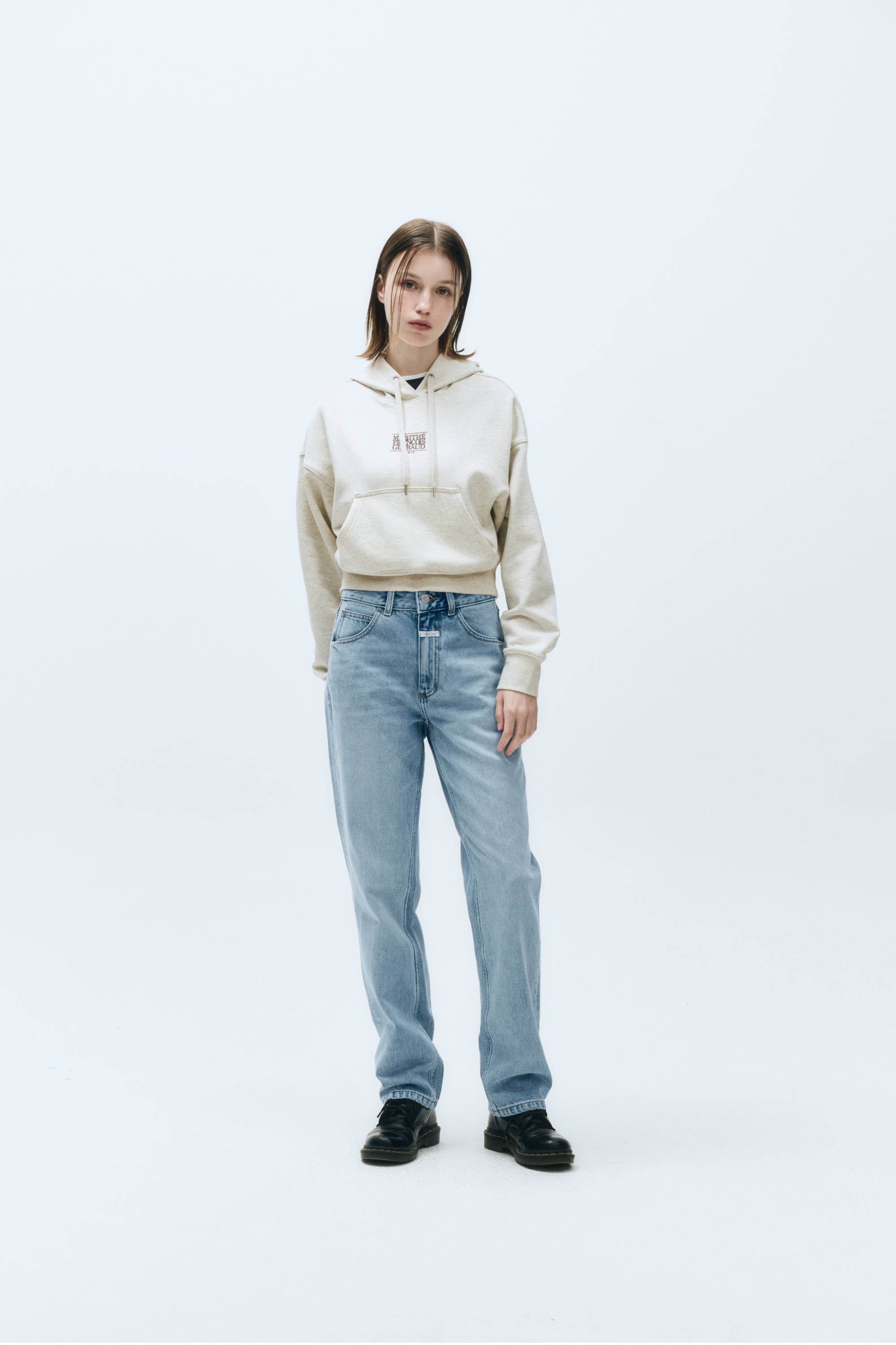 W Slim Straight Denim Pants Light Blue