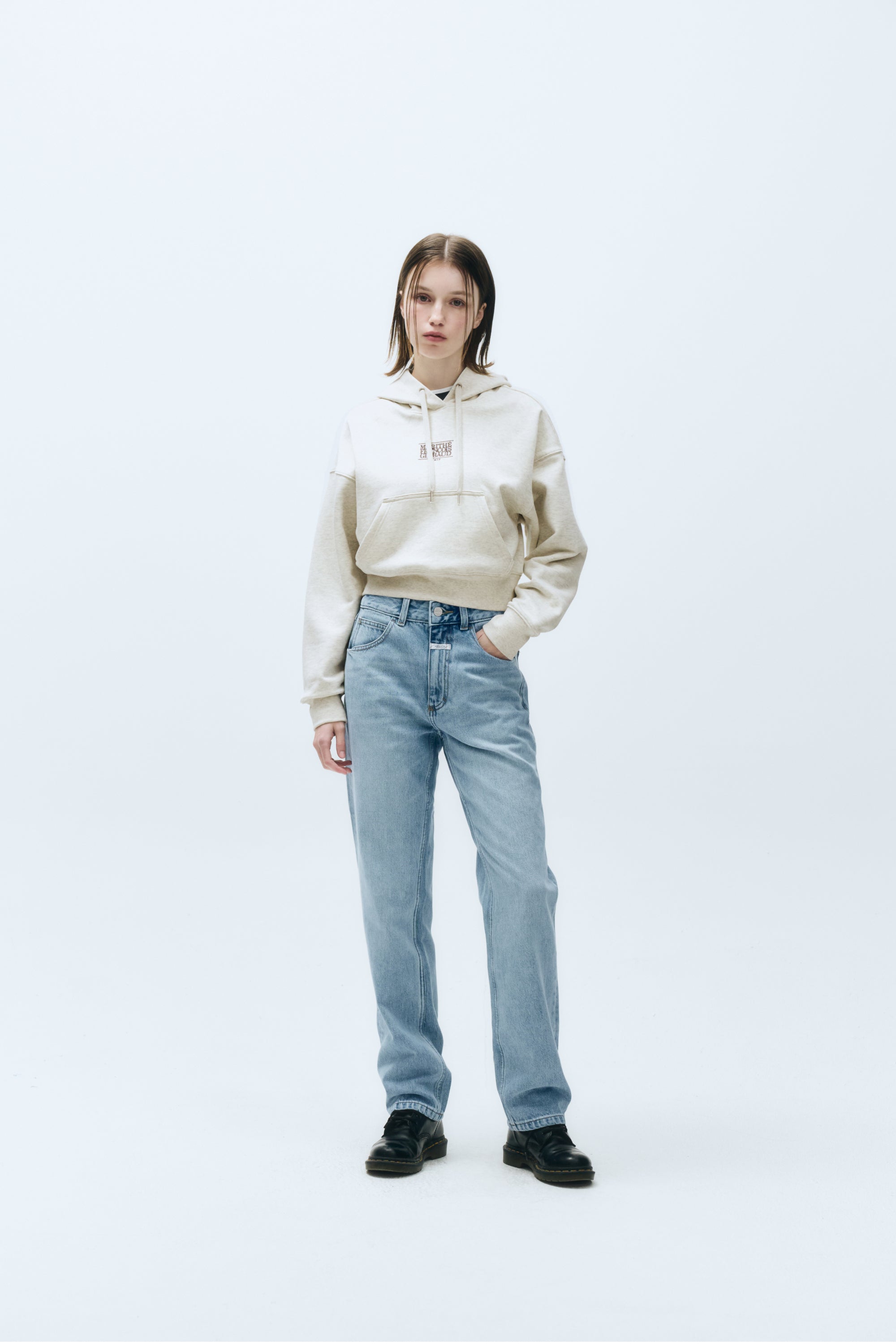 W Slim Straight Denim Pants Light Blue