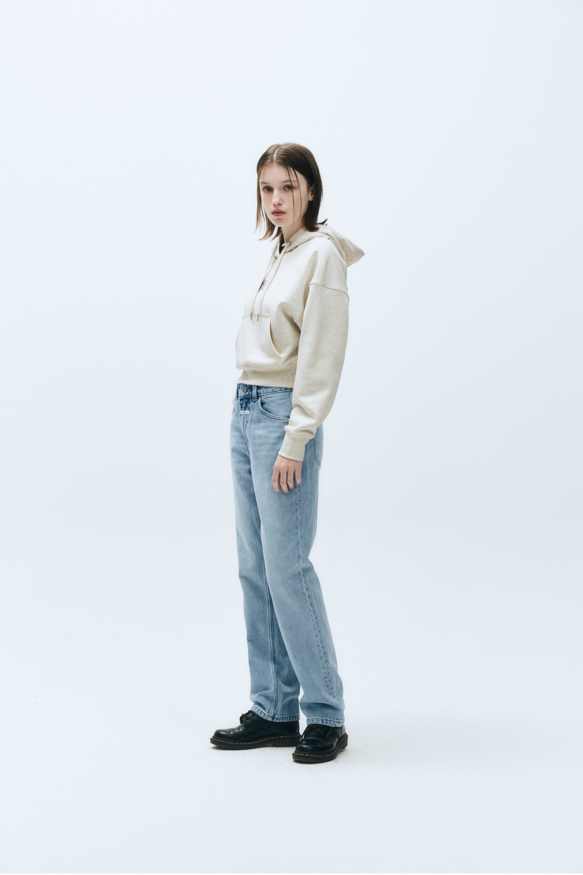 W Slim Straight Denim Pants Light Blue