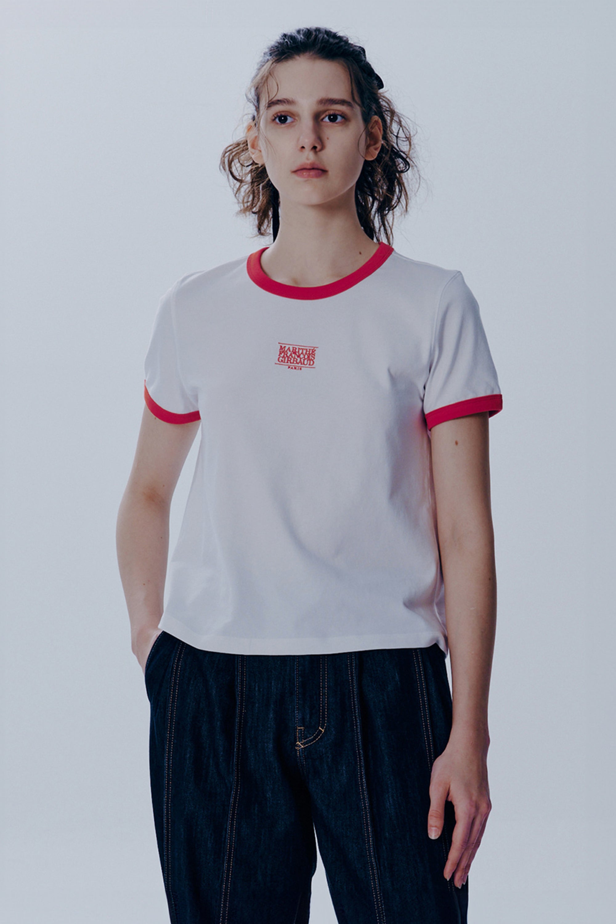 W Classic Logo Ringer Tee White / Red