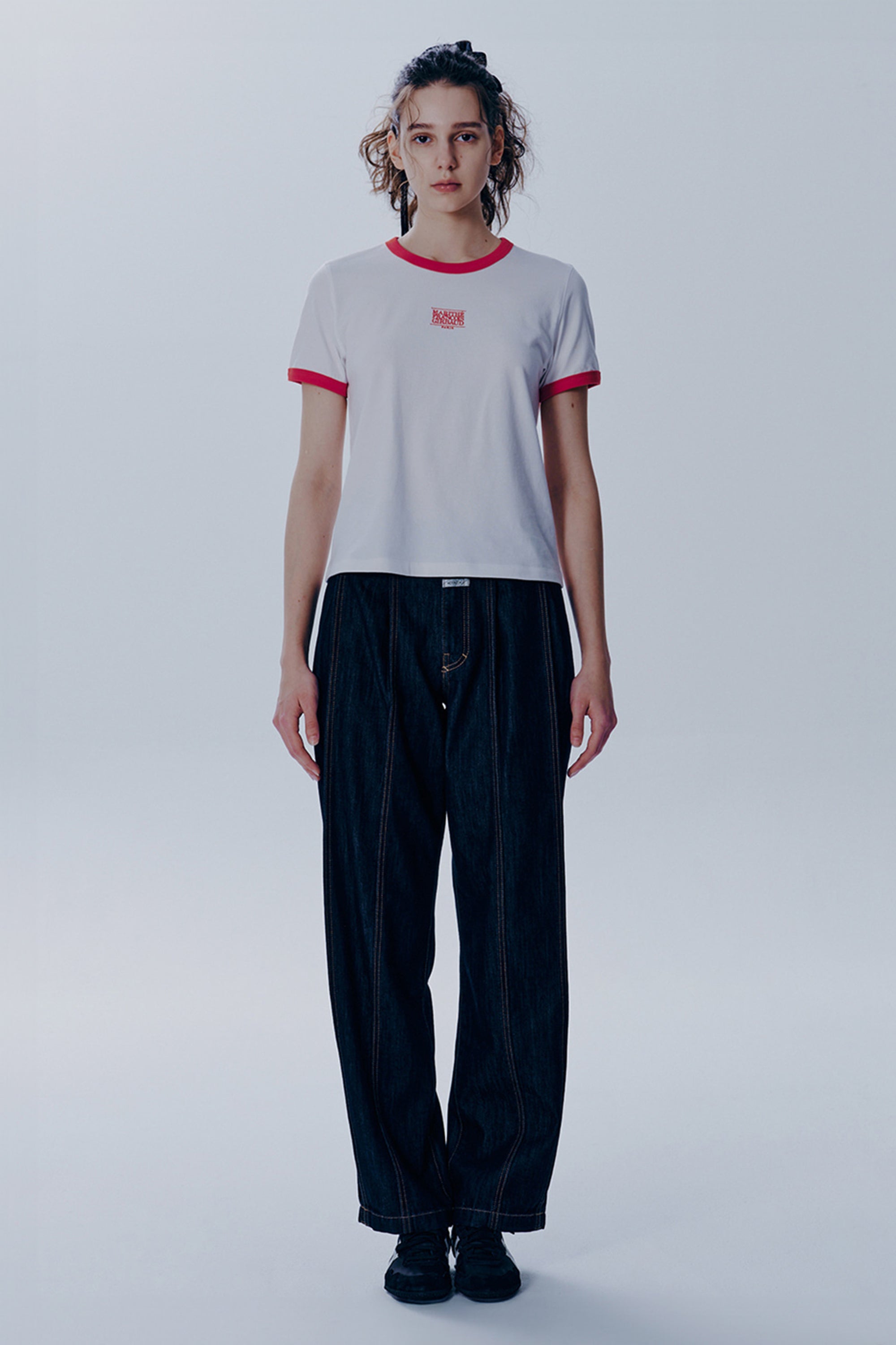 W Classic Logo Ringer Tee White / Red