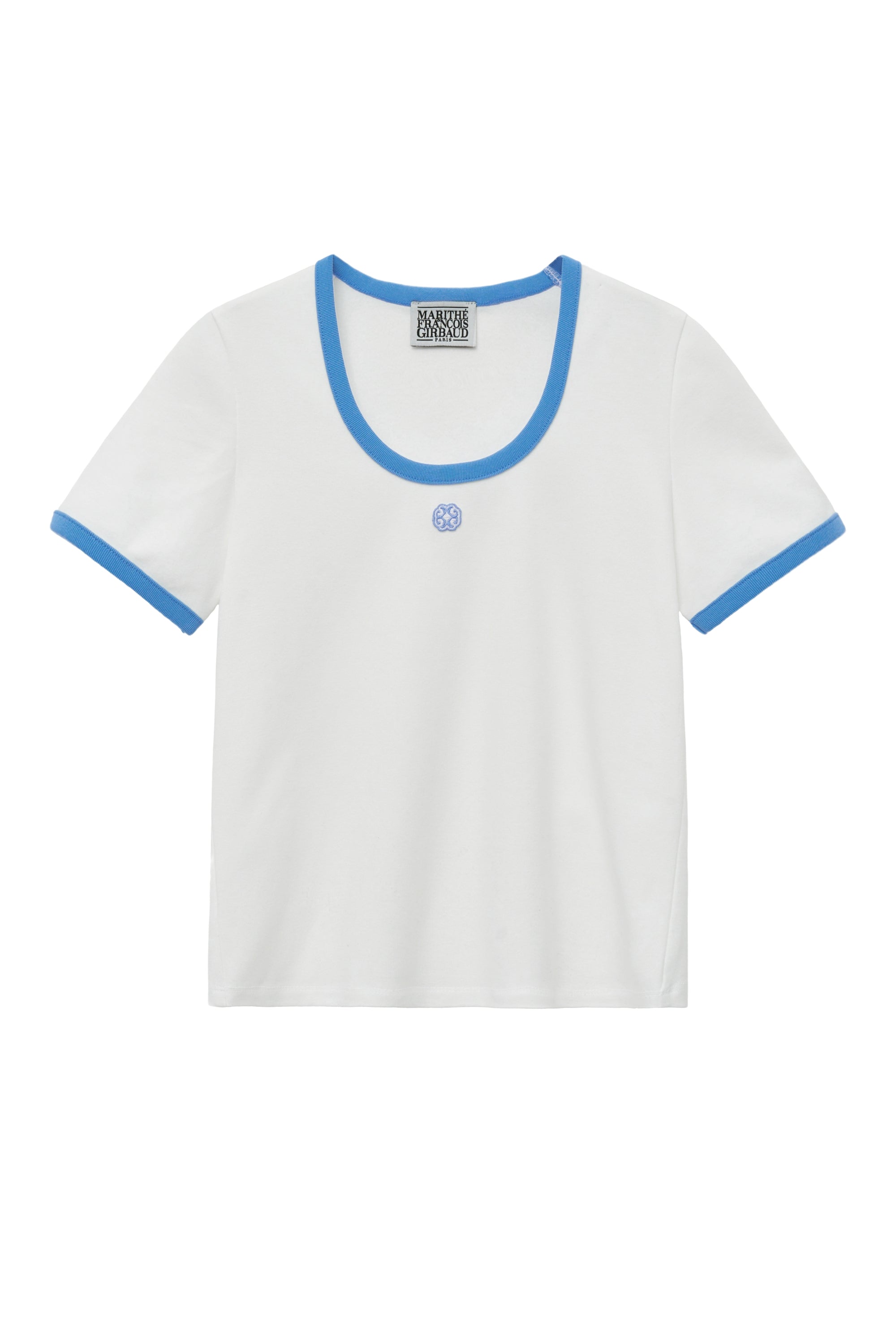 W Deep Neck Ringer Tee White