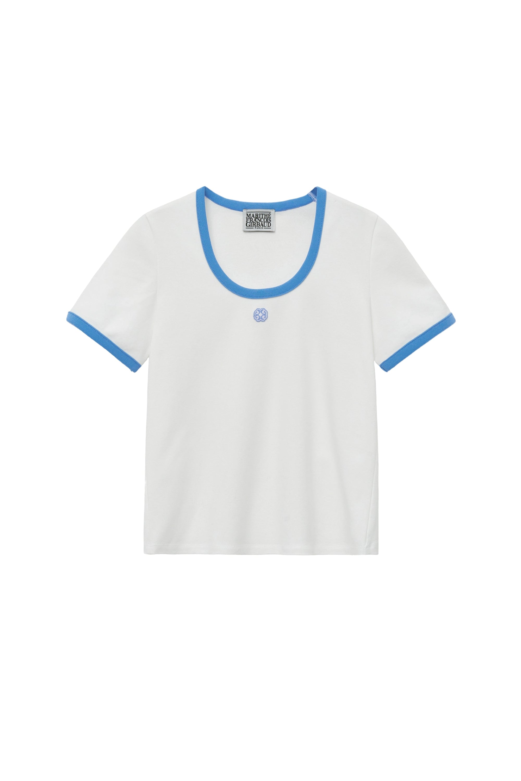 W Deep Neck Ringer Tee White