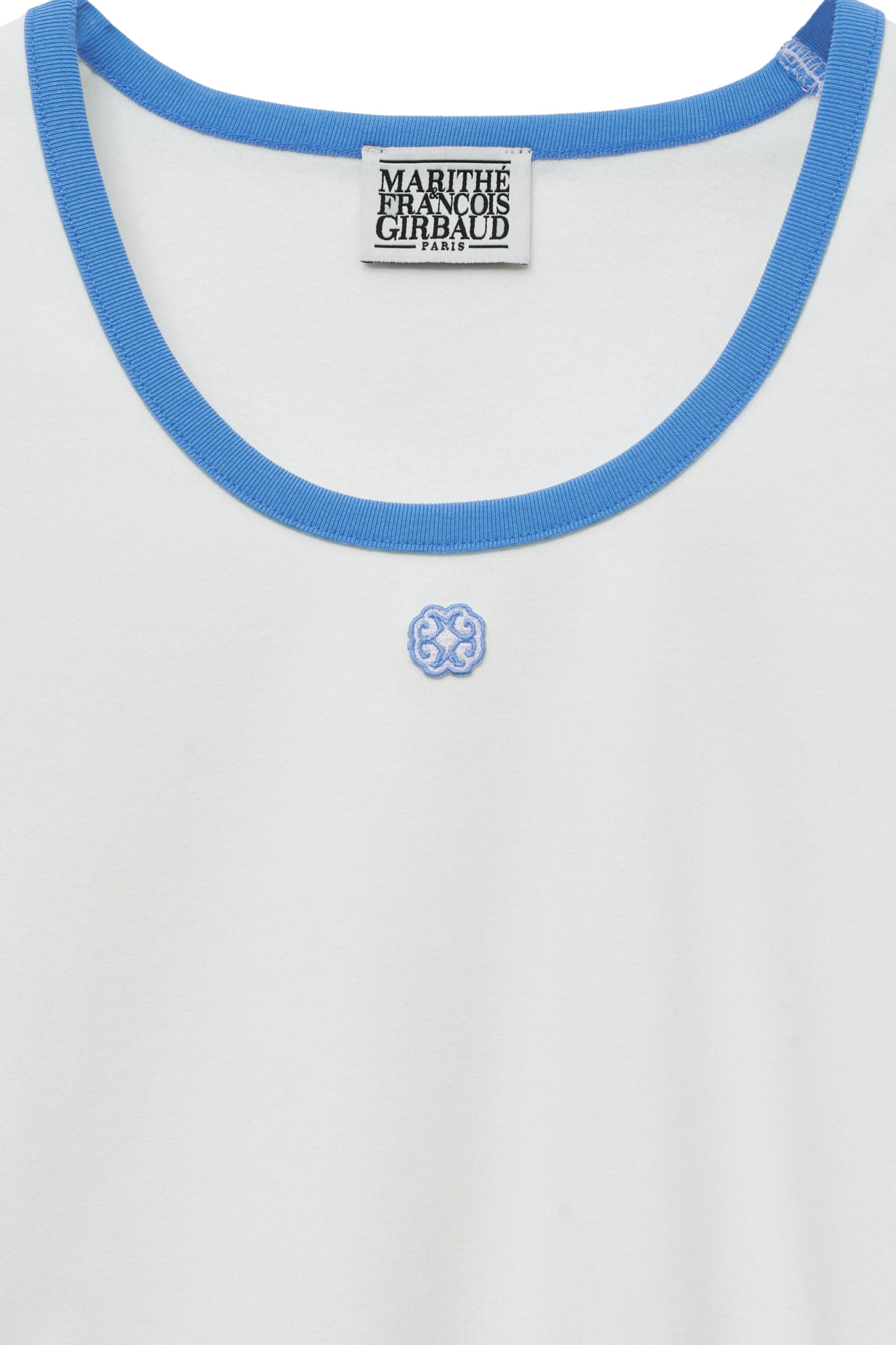 W Deep Neck Ringer Tee White