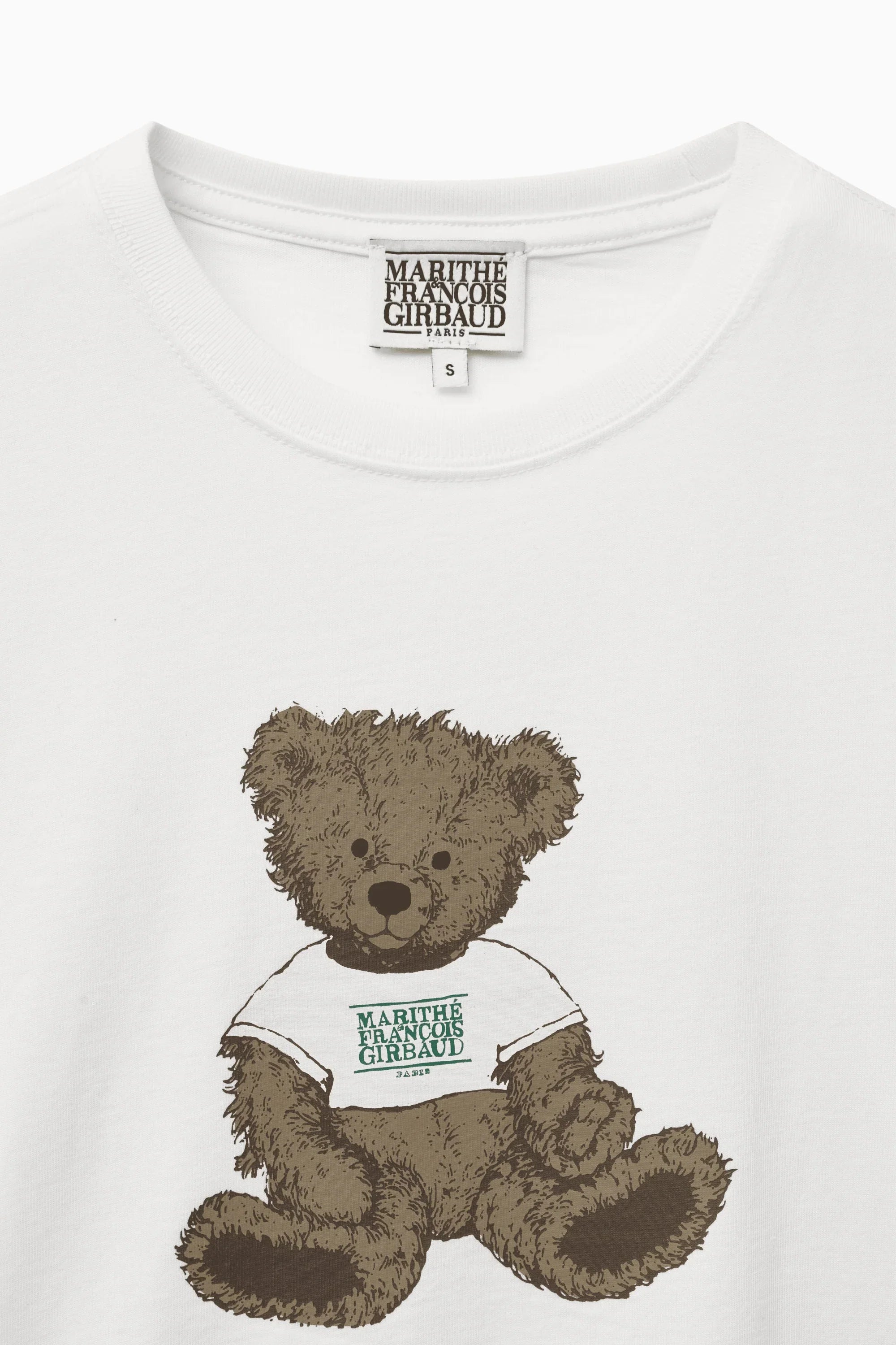 W Doodle Bear Crop Tee White / Beige