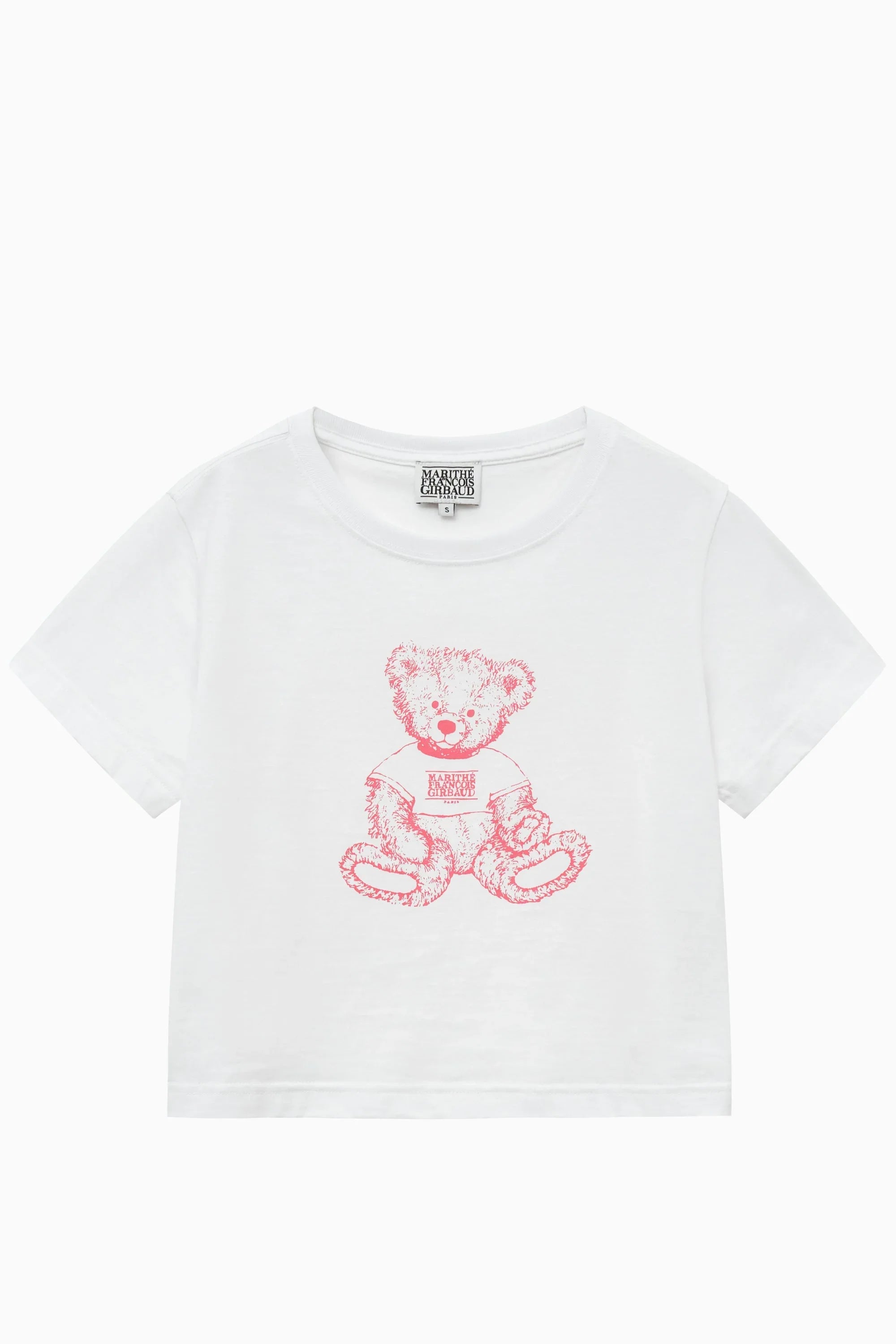 W Doodle Bear Crop Tee White