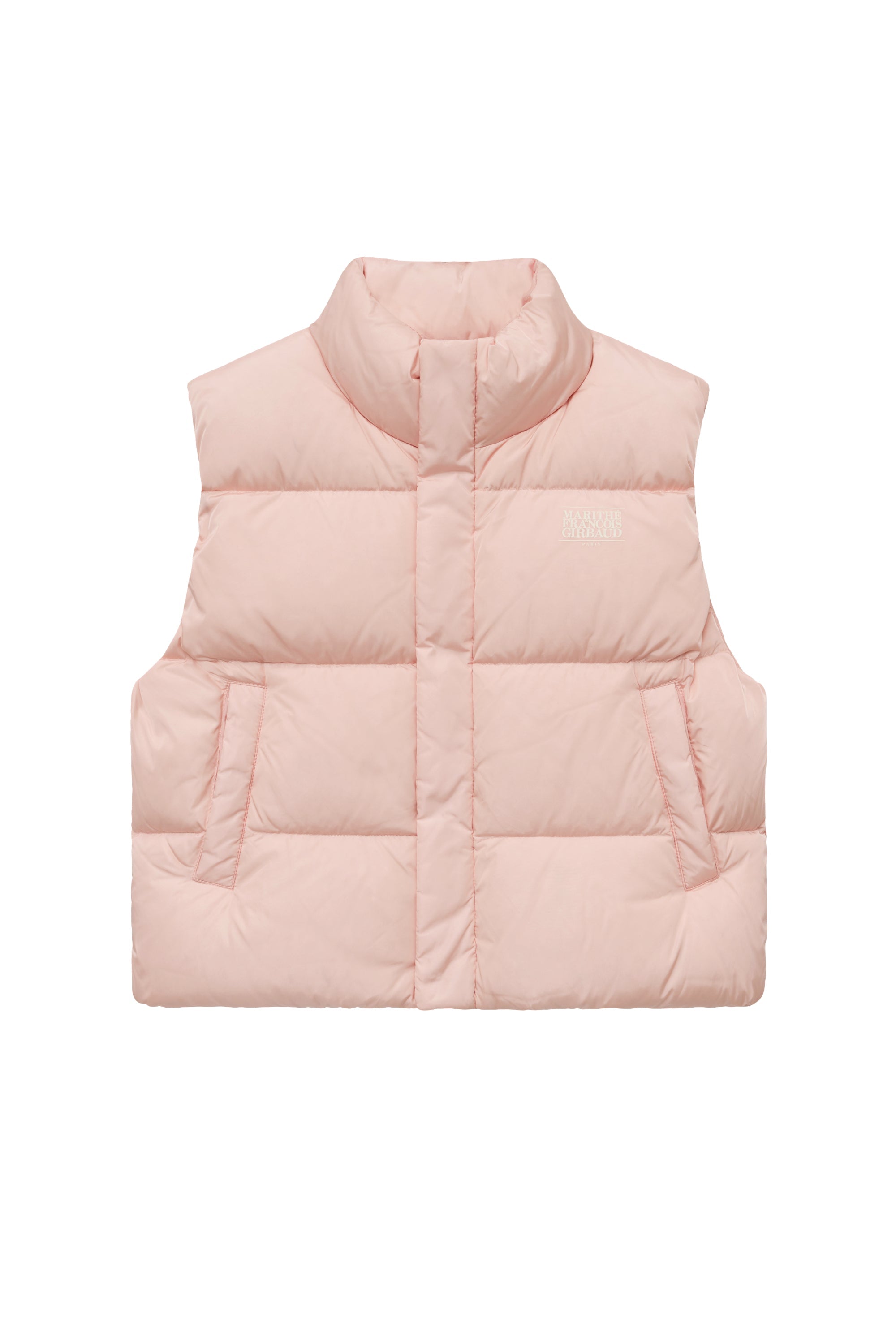 W Classic Logo Duck Down Crop Vest Pink