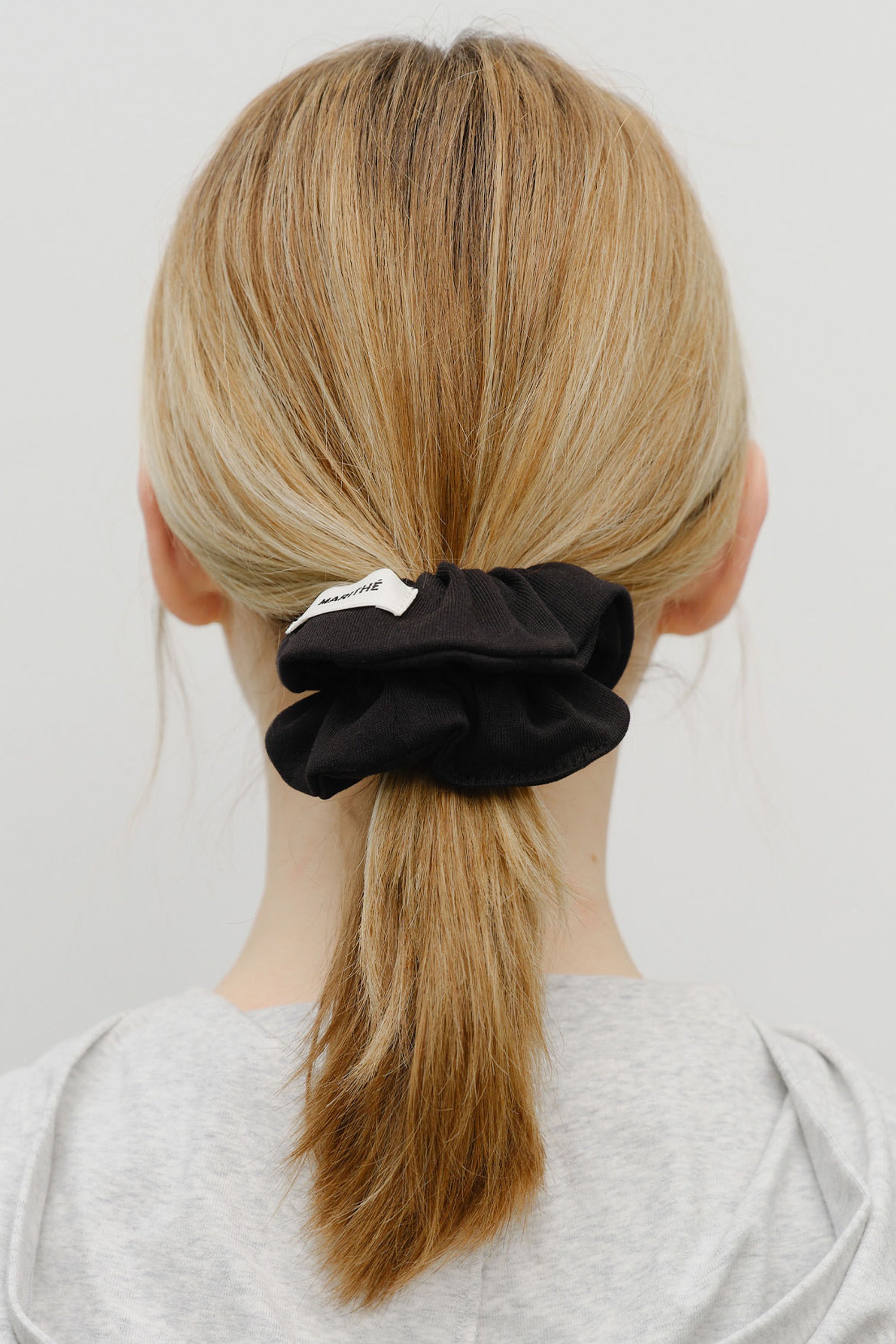 W Basic Cotton Scrunchie Navy